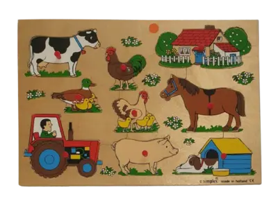 Simplex Holzpuzzle mit Griff Tiere 9 Teile