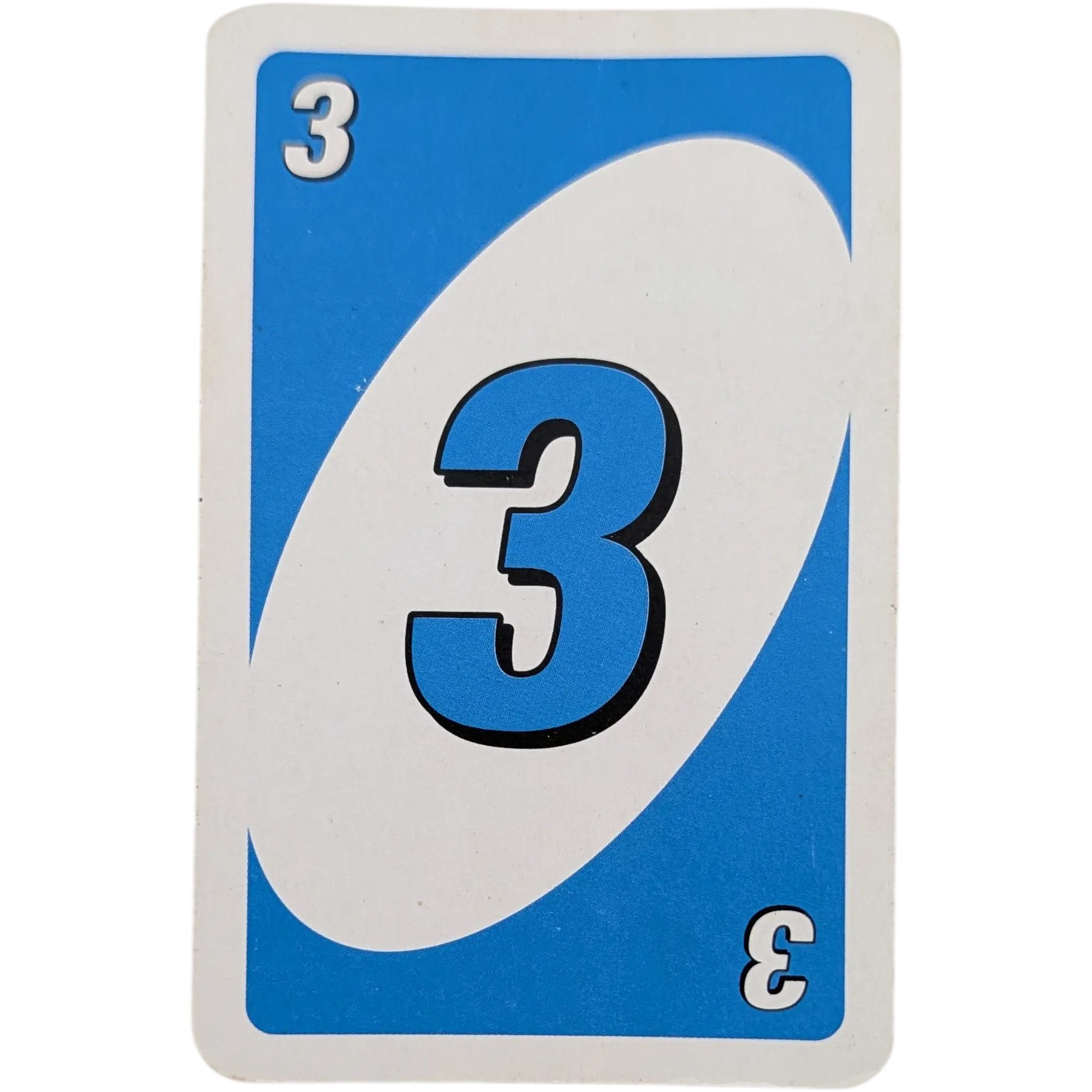 Mattel Uno Ersatzkarte Zahl Drei Blau 