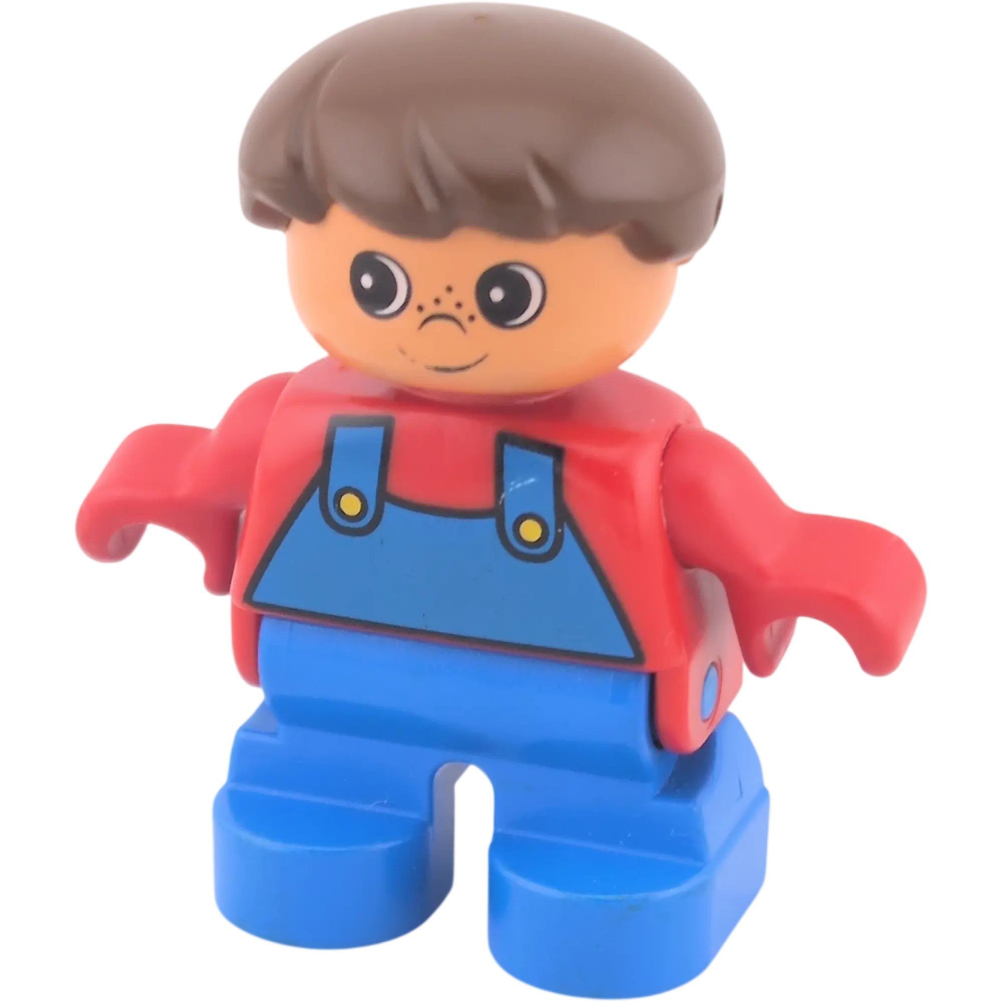 Lego Duplo Junge braune Haare, mit Latzhhose Shirt Rot Sommersprossen 