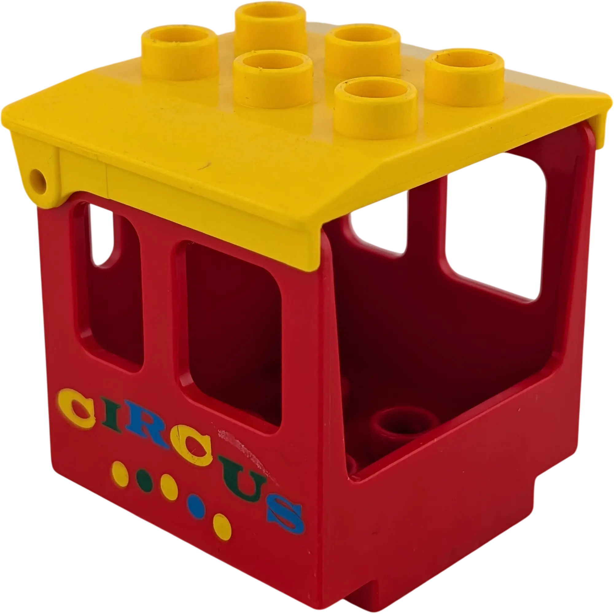 Lego Duplo 4544 Aufsatz Rot Kabine Führerhaus mit Aufschrift Circus und gelbem Dach und Kreisen