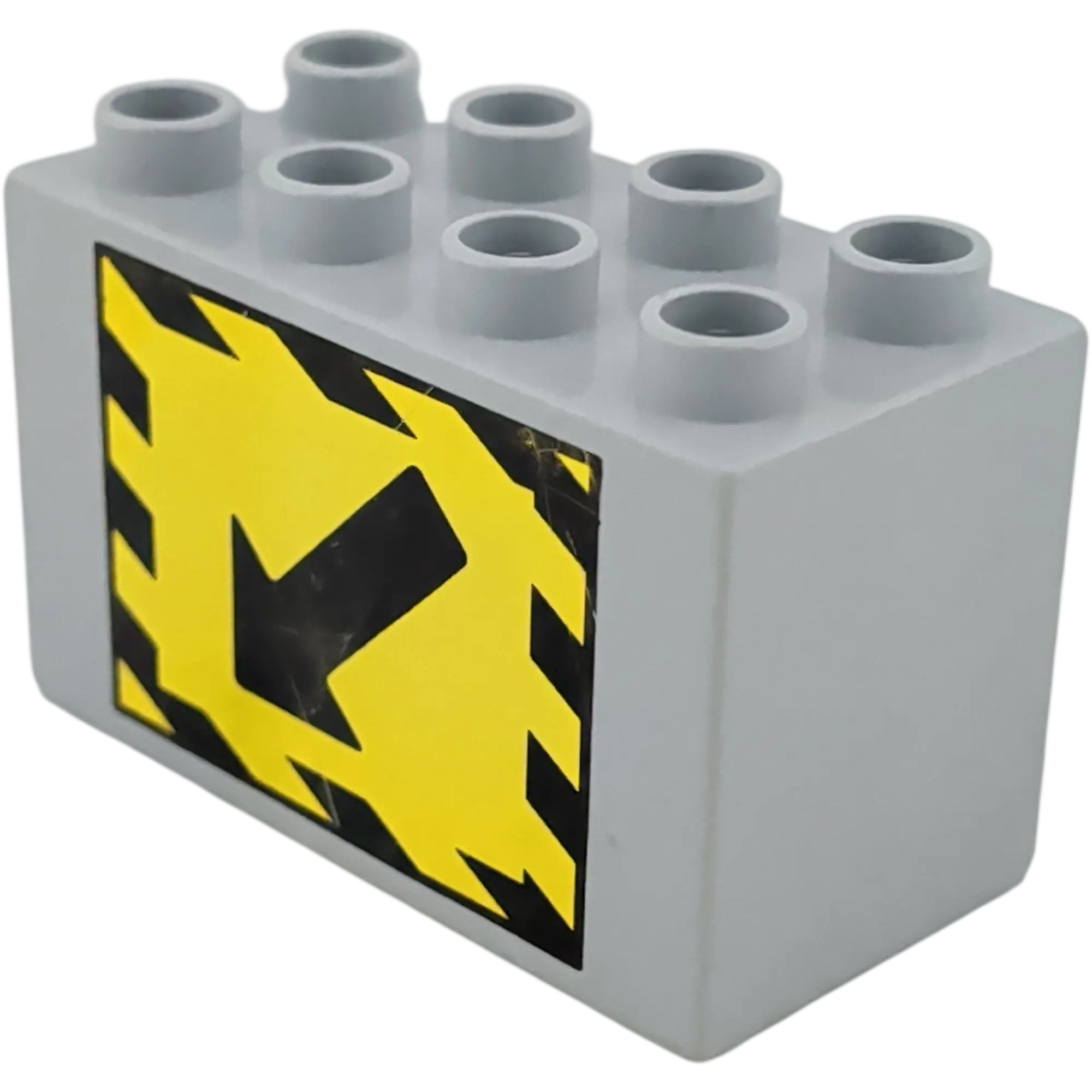 Lego Duplo 31111 Stein Hellgrau mit Pfeil Schwarz Gelb 2x4x2