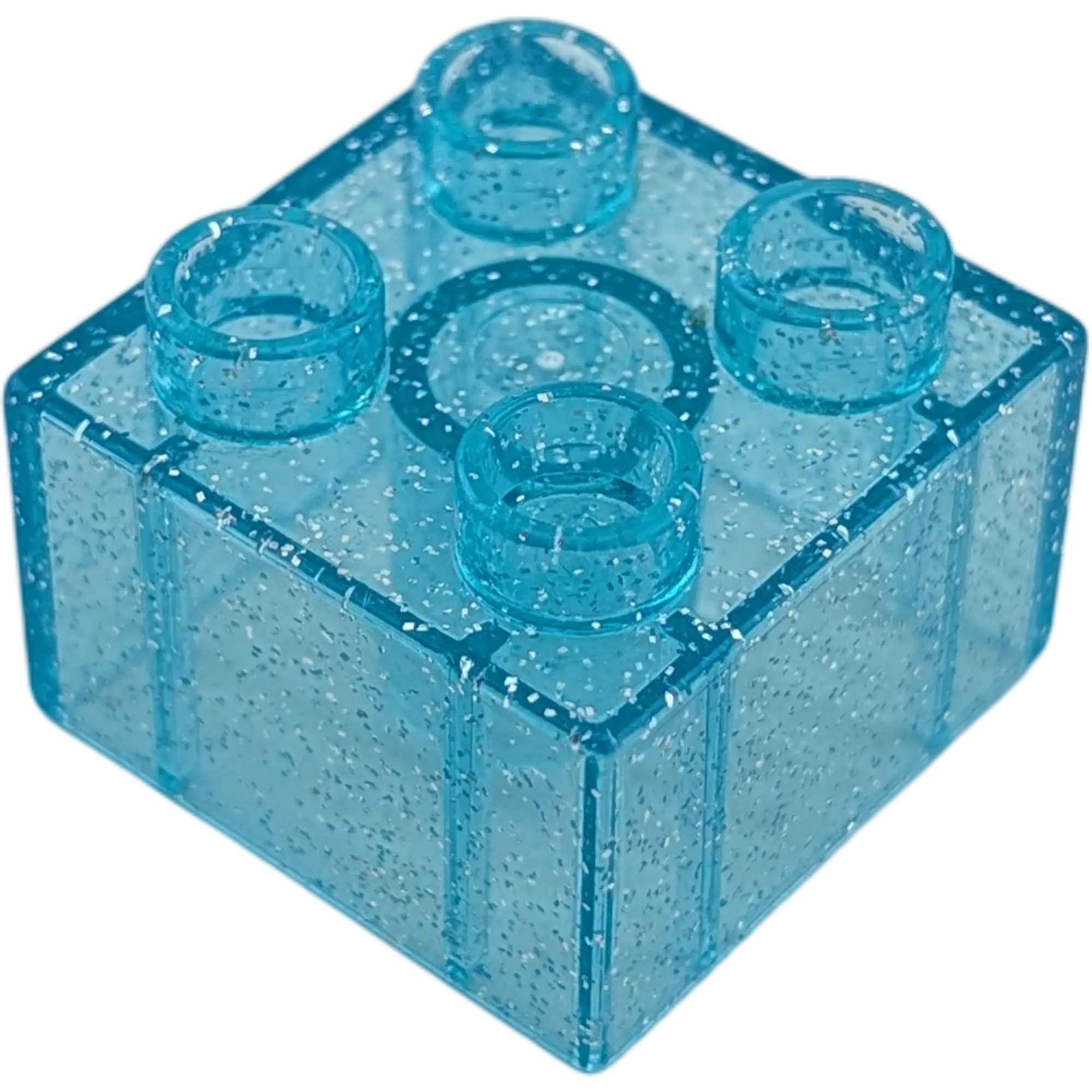 Lego Duplo 2x2 Stein 3437 Transparent Blau mit Glitzer
