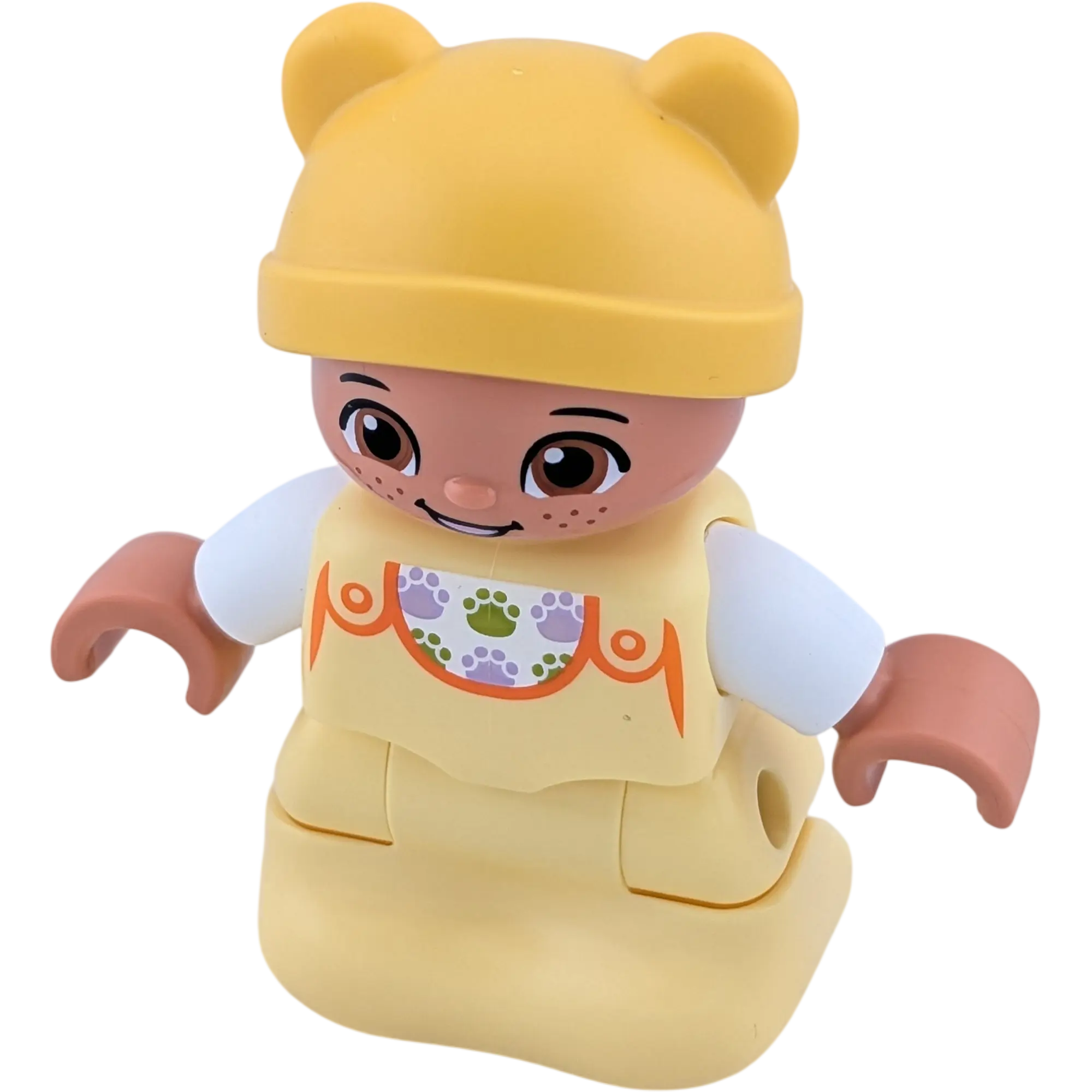 Lego Duplo Kind Baby mit gelben Schlafsack, gelber Mütze, Sommersprossen
