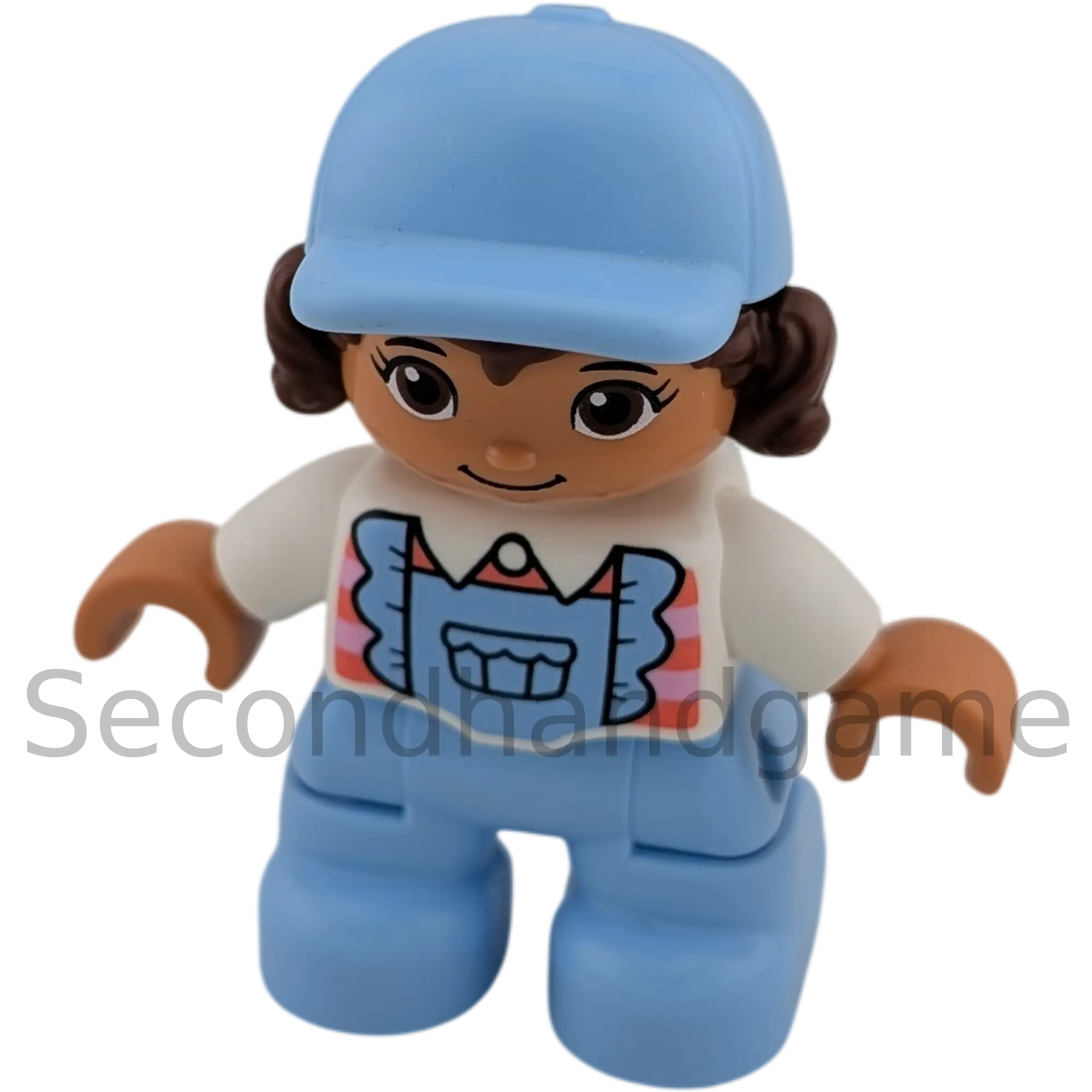 Lego Duplo 316H1 Mädchen mit braunen Haaren an der Seite hellblauer Kappe und Latzhose