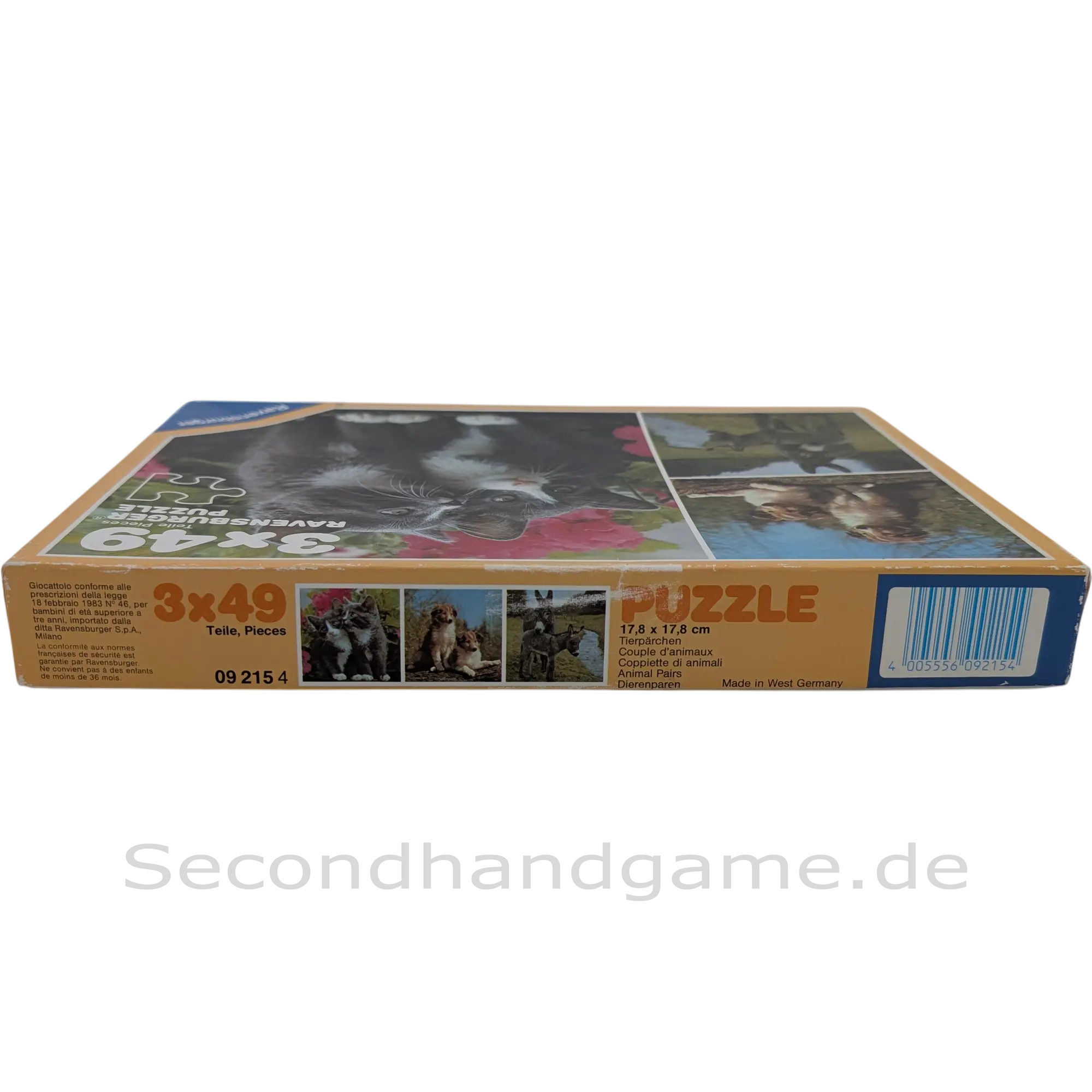 Ravensburger Puzzle Tierpärchen Katze, Hund, Esel 3x49 Teile 092154, ab 5 Jahren