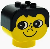 Lego Duplo Primo Figur Kopf Junge schwarze Haare große Augen