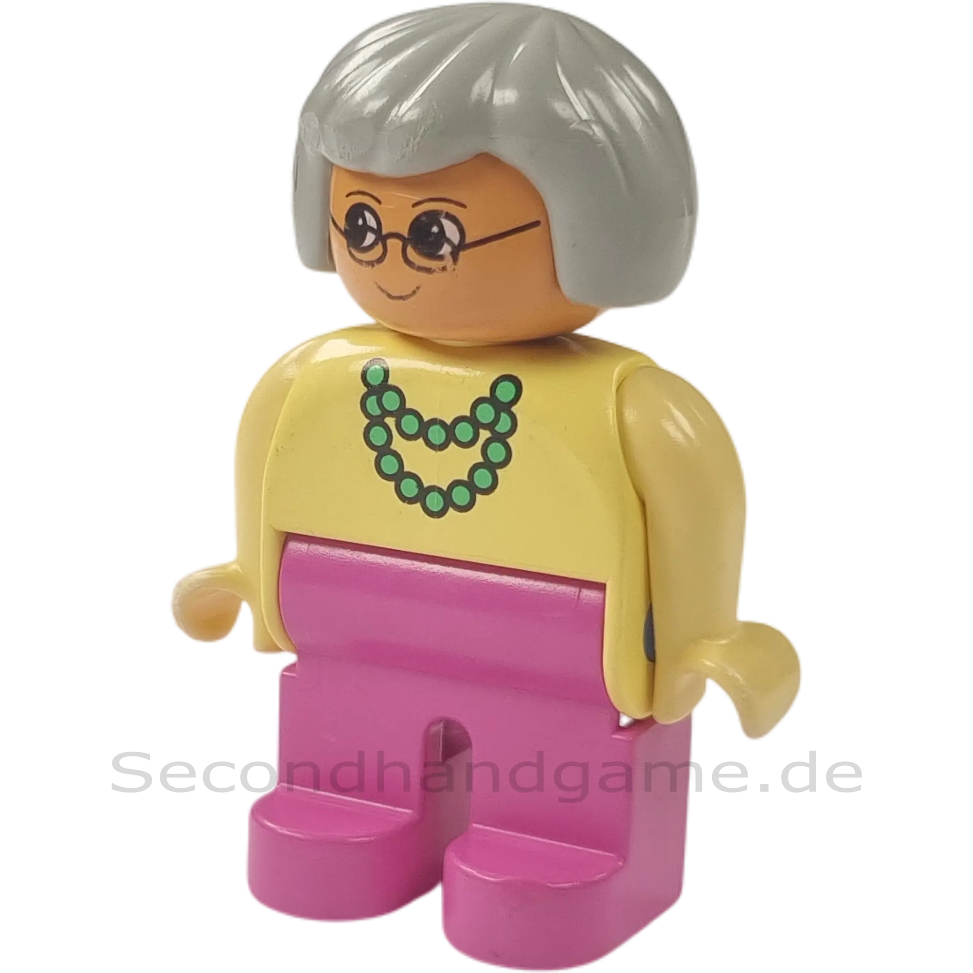 Lego Duplo Figur Frau Oma Graue Haare Brille mit Kette