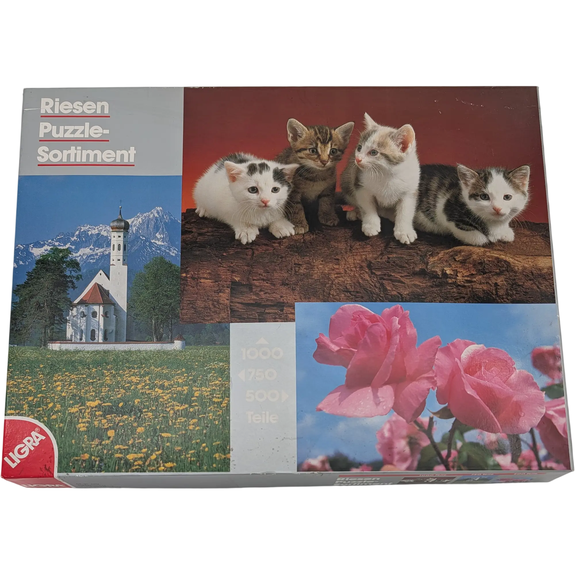 Ligra 500, 750, 1000 Teile Riesen Puzzle Magazin 2812 Kätzchen Papagei Kirche