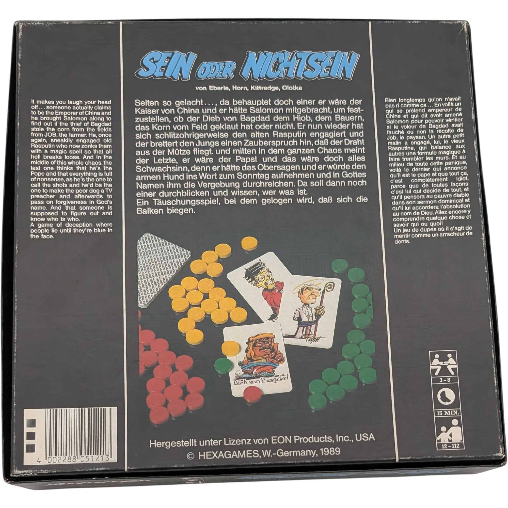 Hexagames Sein oder Nichtsein Täuschungsspiel Bluffspiel 1989