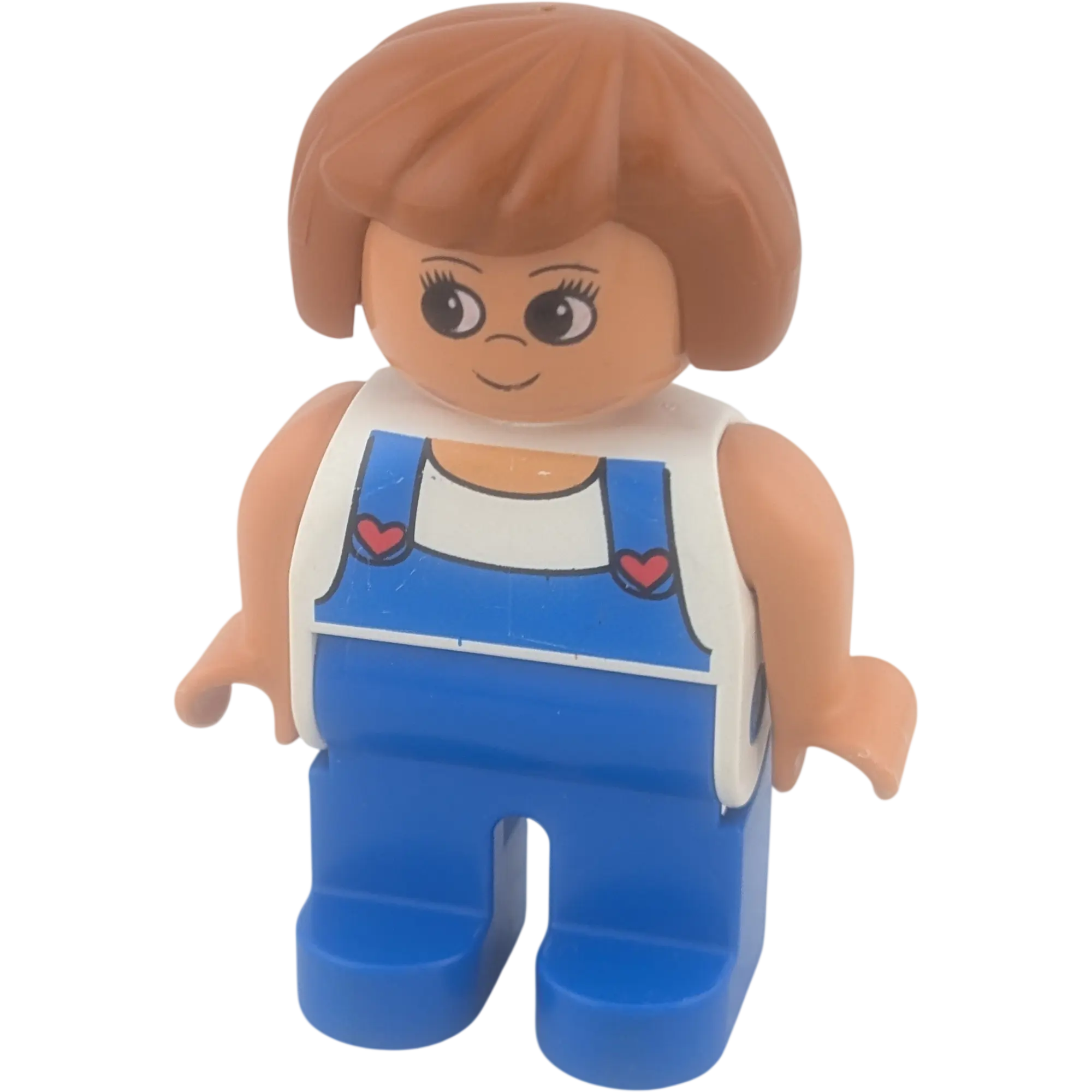 Lego Duplo 4555 Frau mit blauer Latzhose, braune Haare und drei Herzen