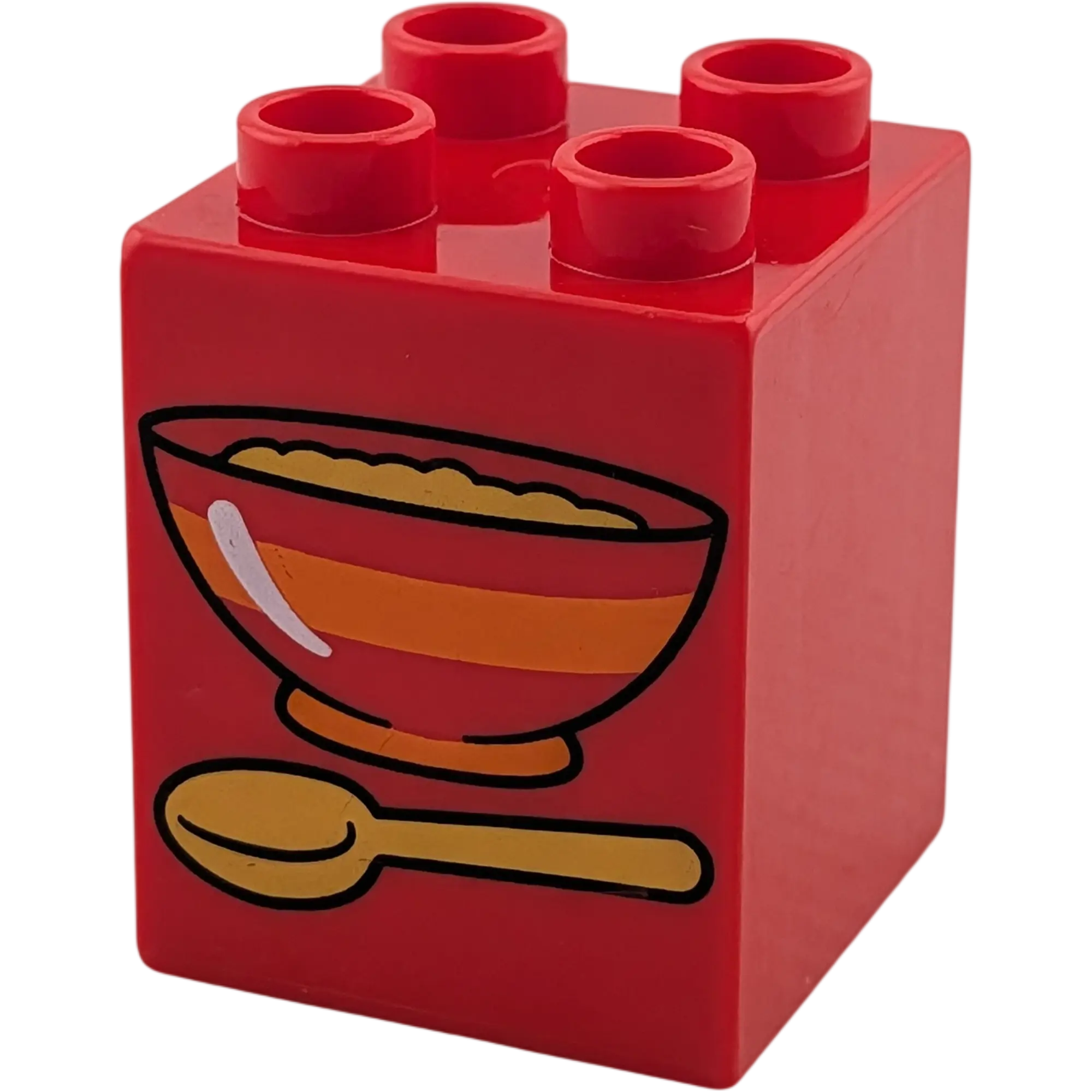 Lego Duplo 2x2x2 Stein Rot mit Reisschüssel und Löffel