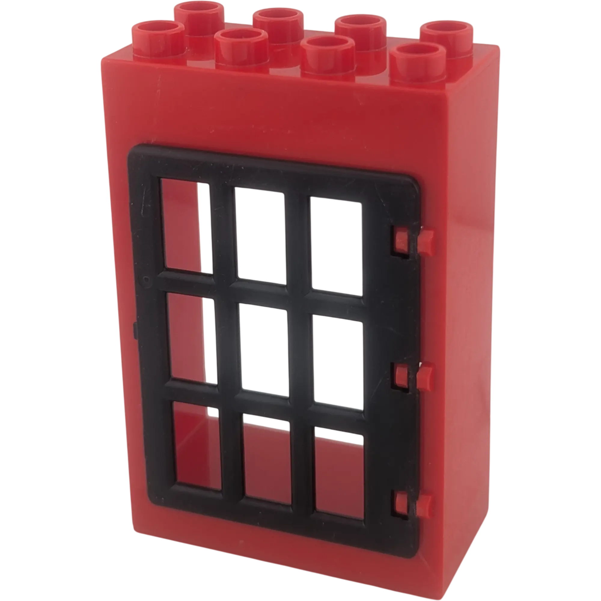 Lego Duplo 2x4 Hauswand Rot mit Tür Schwarz Gitter Gefängnis