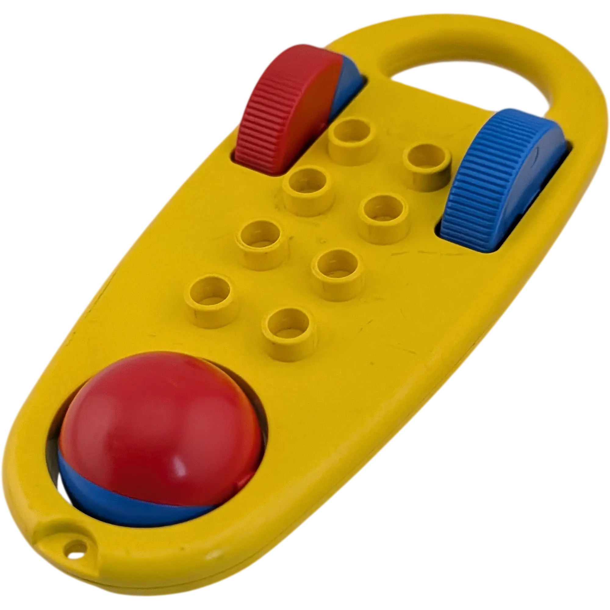 Lego Duplo Primo Baby Rassel Gelb mit Kugel und Drehrädern Rot Blau
