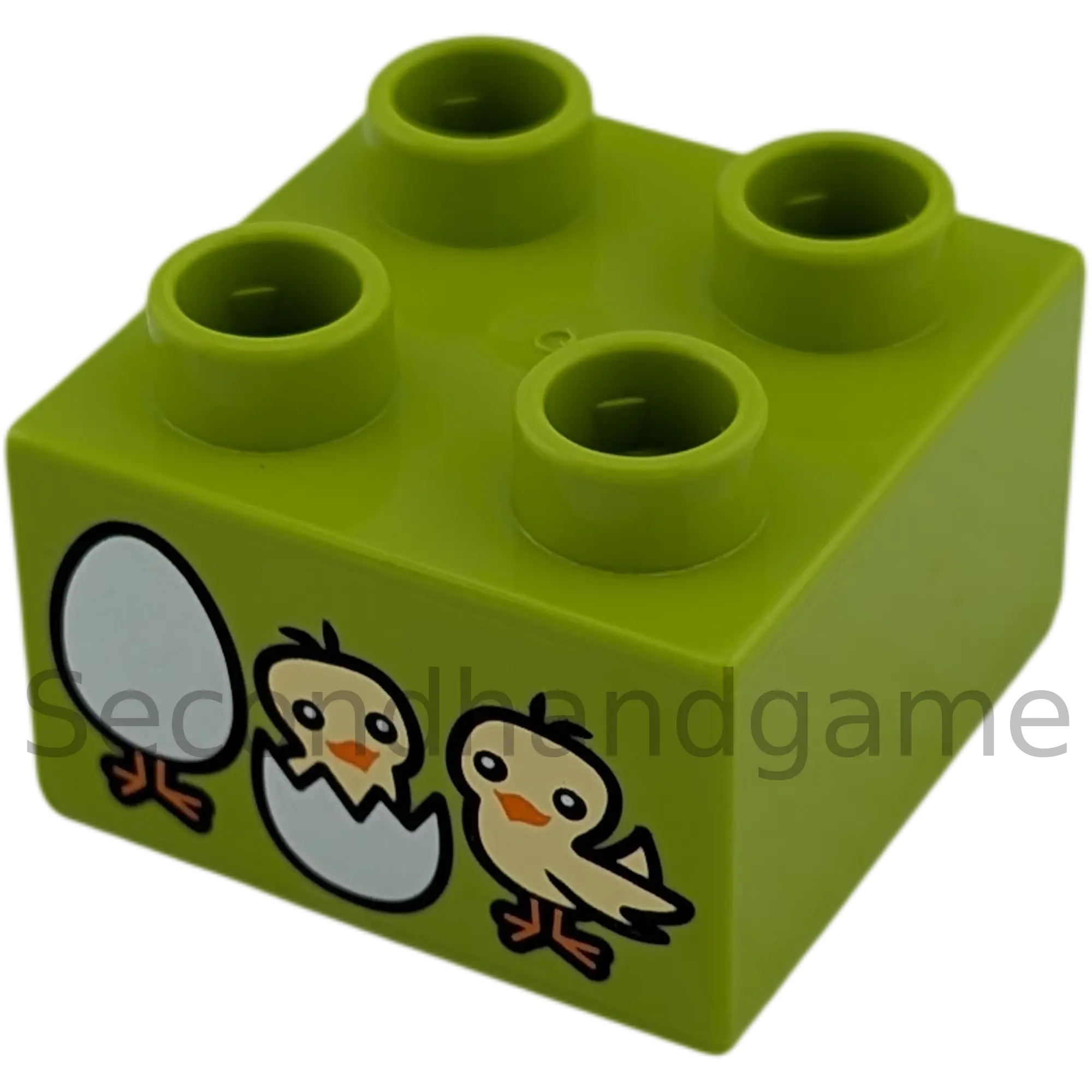 Lego Duplo 2x2 Stein Lime mit zwei Küken und Ei