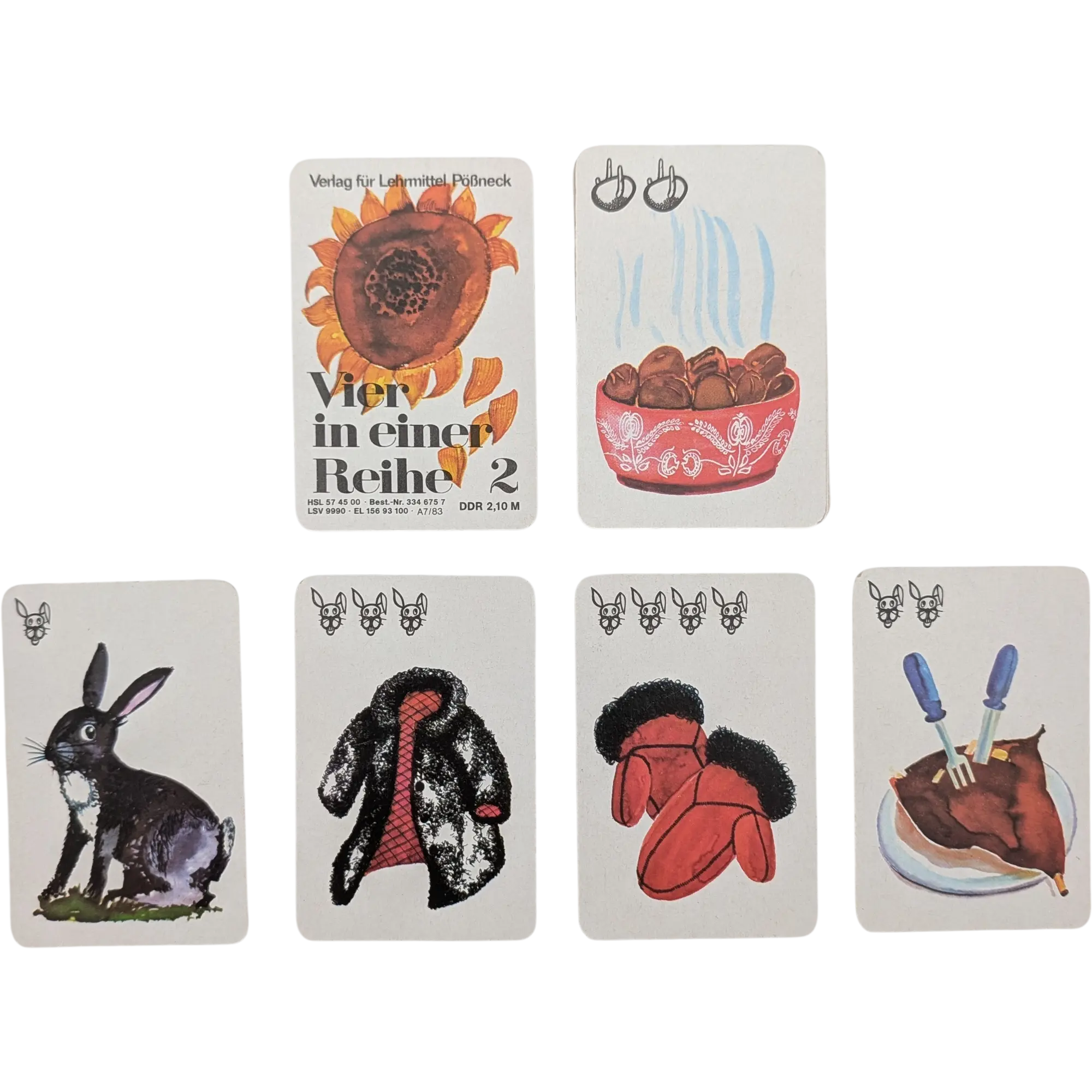Verlag für Lehrmittel Pößneck DDR Kartenspiel Vier in einer Reihe 2 Quartett 1983 in Kunststoffbox, Ansicht 3