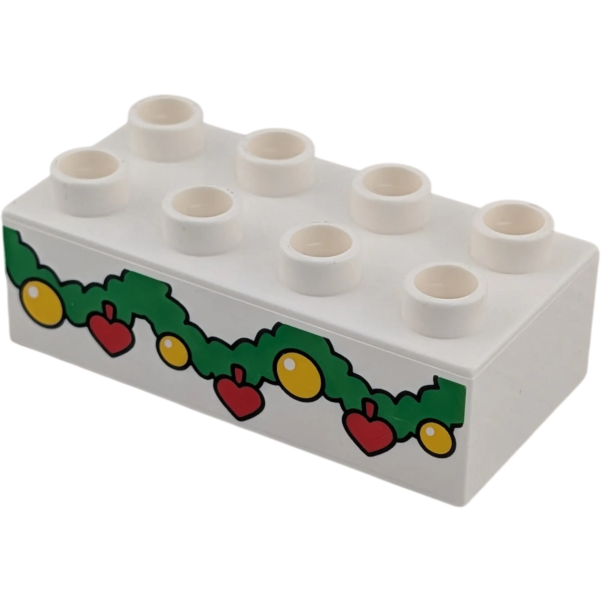 Lego Duplo 2x4 Stein 3011 Weiß bedruckt mit Girlande Tannen Weihnachten