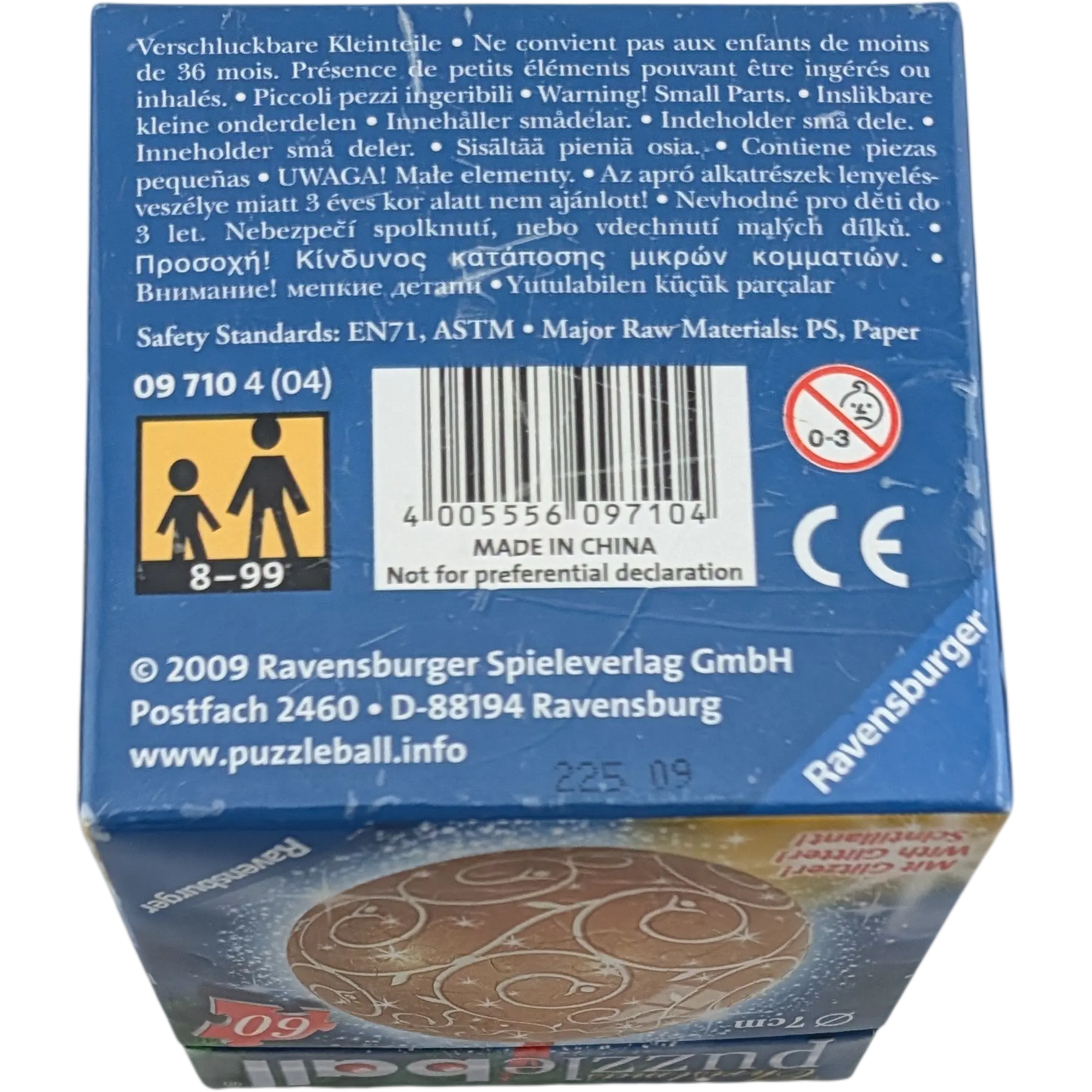 Ravensburger Christmas Puzzleball 7cm 60 Teile 097104 Ornamente Gold mit Glitzer, Ansicht 2