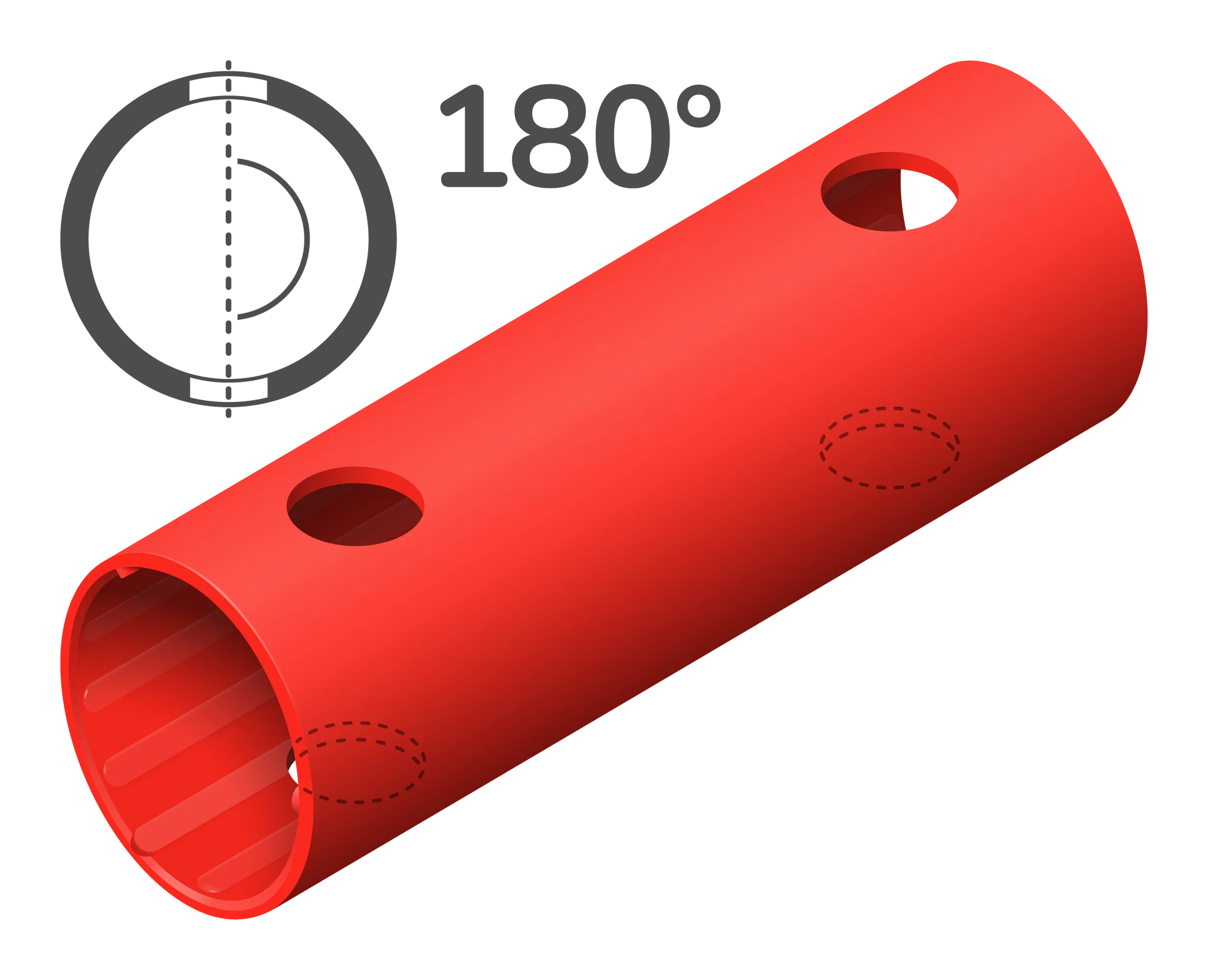 QUADRO Rohr 15cm 180° (4 Löcher) Spezialrohr Rot