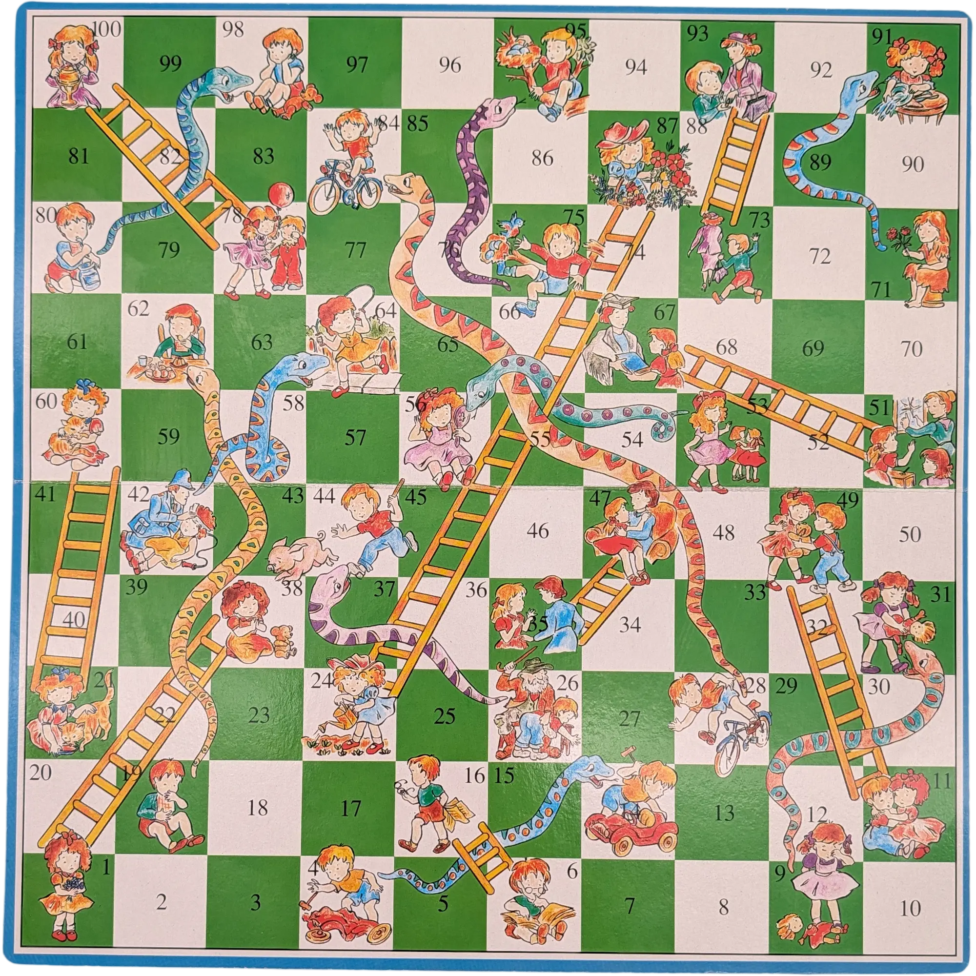 Spielplan Spielbrett Fuchs und Henne / Solitär Schlangen und Leiterspiel