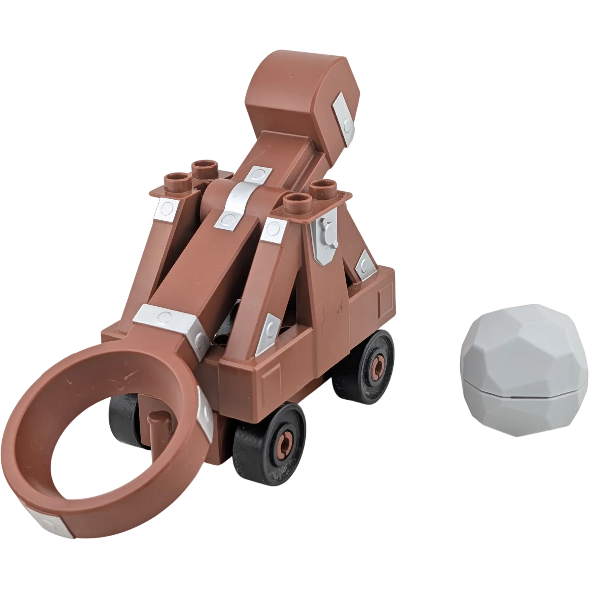 Lego Duplo Katapult mit Felsbrocken Dunkelbraun Steinschleuder