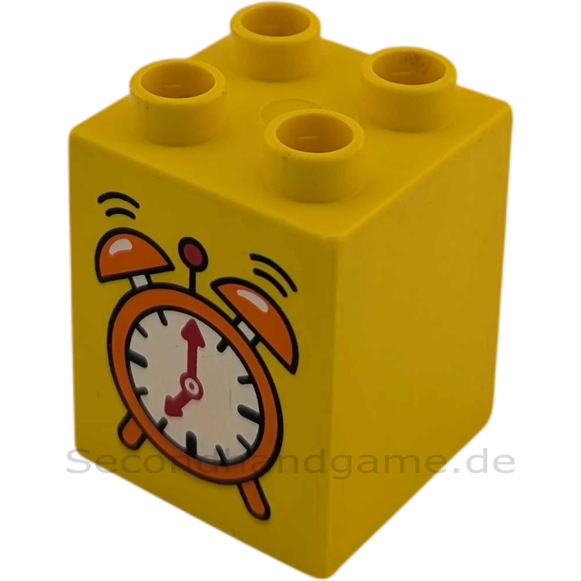 Lego Duplo 2x2x2 Doppelstein Gelb mit Wecker Orange