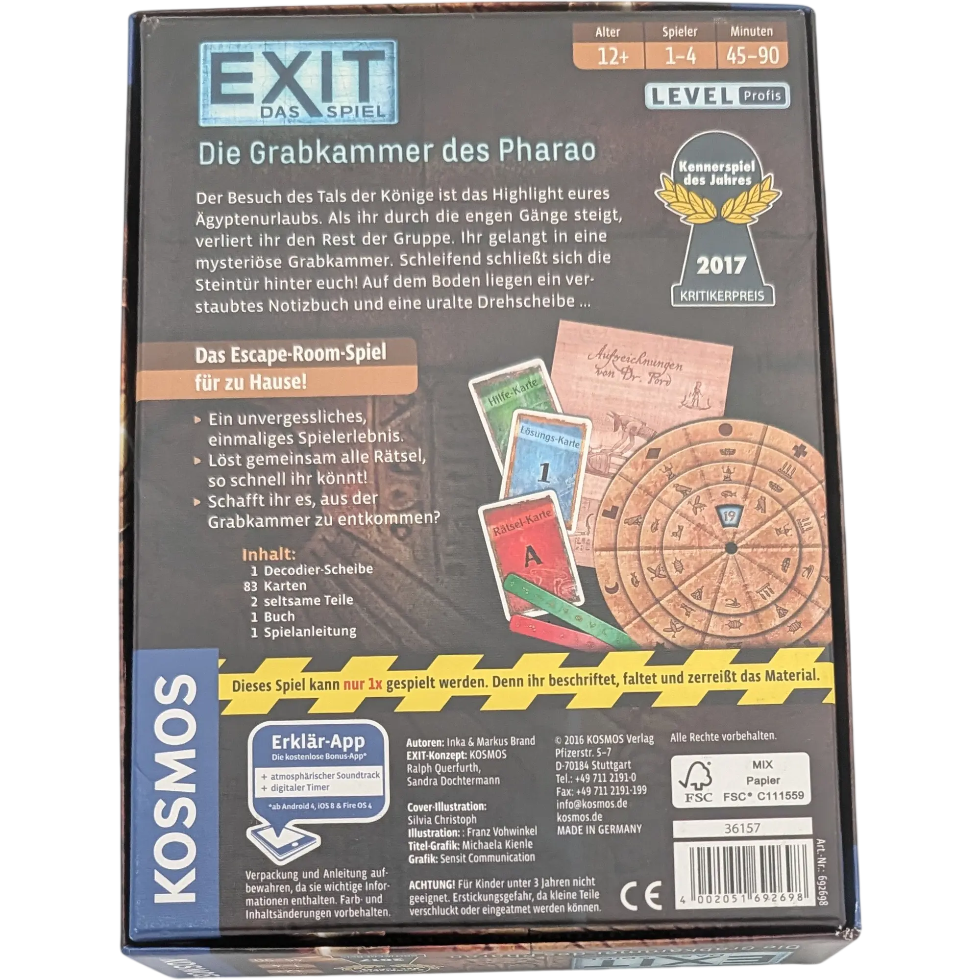 Kosmos Exit Das Spiel Die Grabkammer des Pharao Level Profis 692698