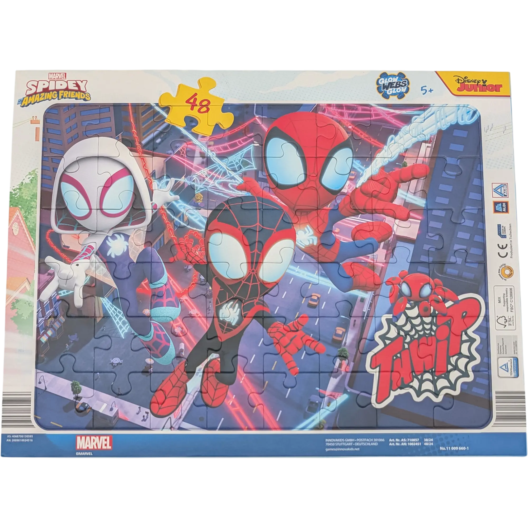Disney Rahmenpuzzle 48 Teile Marvel Spidey Glow Webs Glow ab 5 Jahren