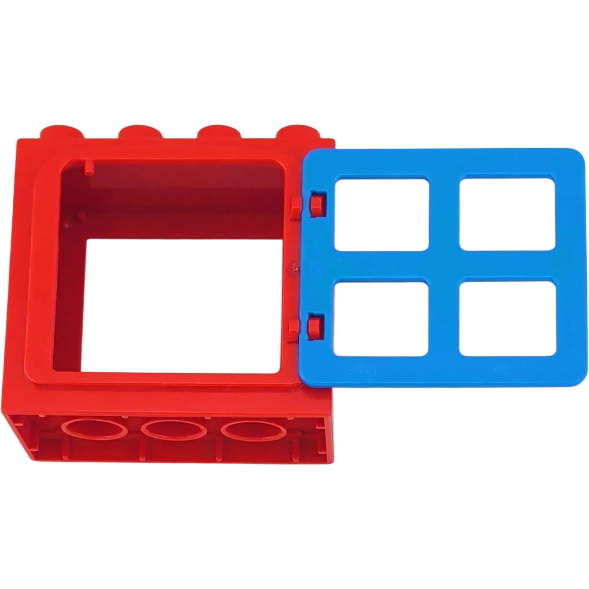 Lego Duplo 61649 Fensterrahmen Rot 2x4 mit vier kleinen Fenstern Dunkelblau