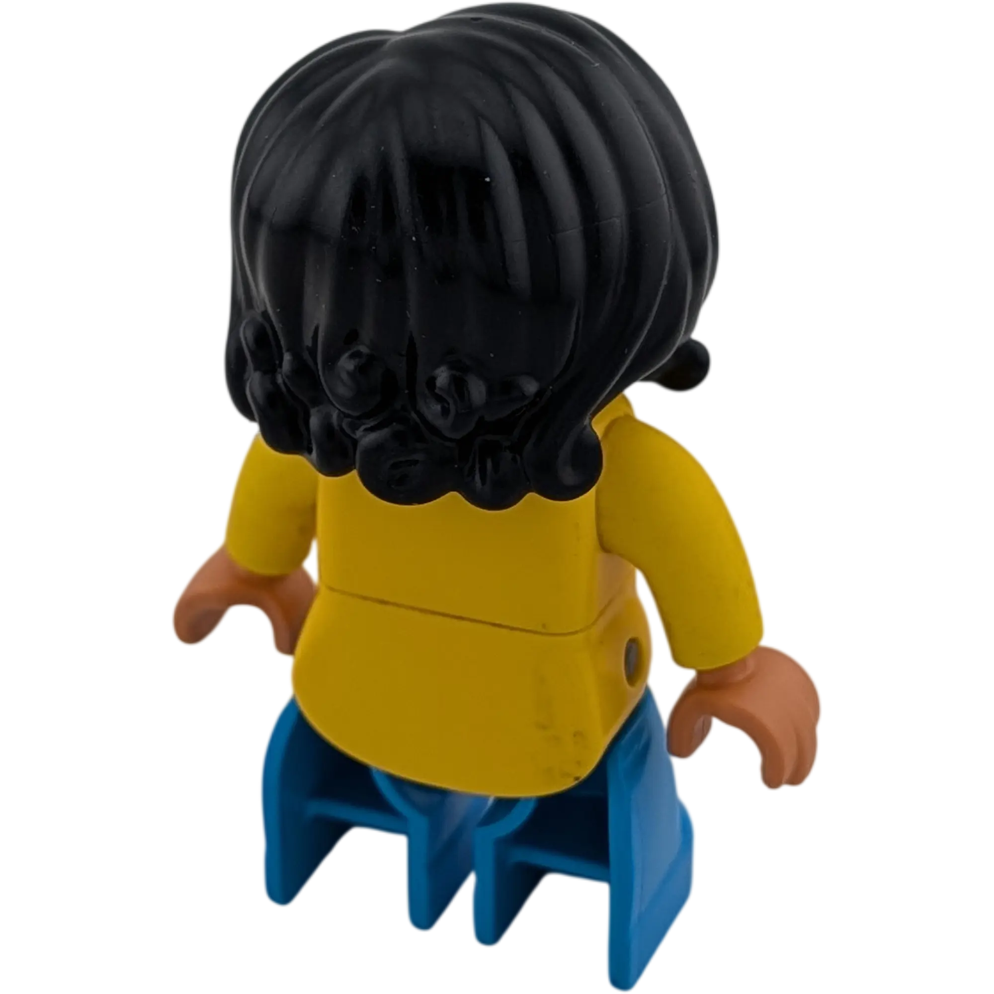 Lego Duplo 438H8 Frau mit Brille, gelber Jacke, Haar Schwarz, Blaue Hose