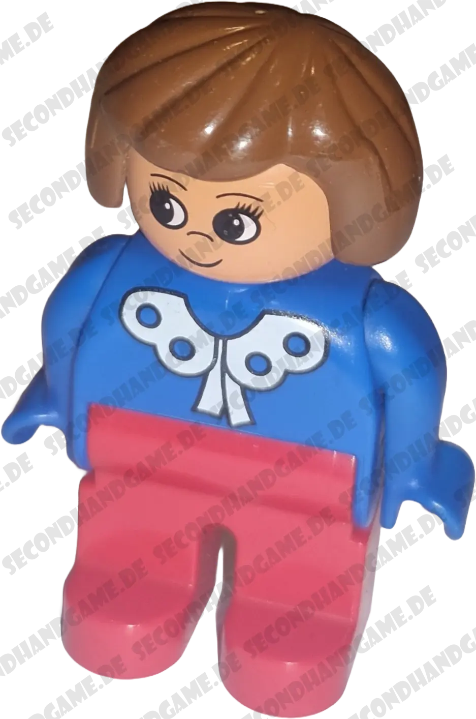 Lego Duplo 47394 Frau braune Haare Blaue Bluse mit Kragen Rote Hose