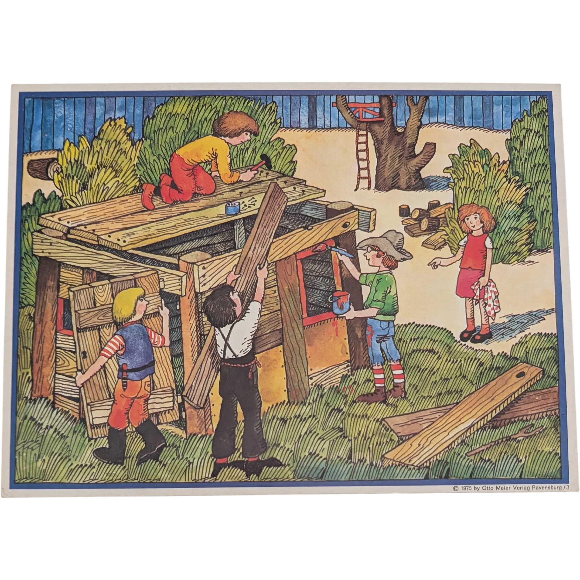 Ravensburger Vertragen und nicht schlagen Situationstafel Gartenhütte bauen