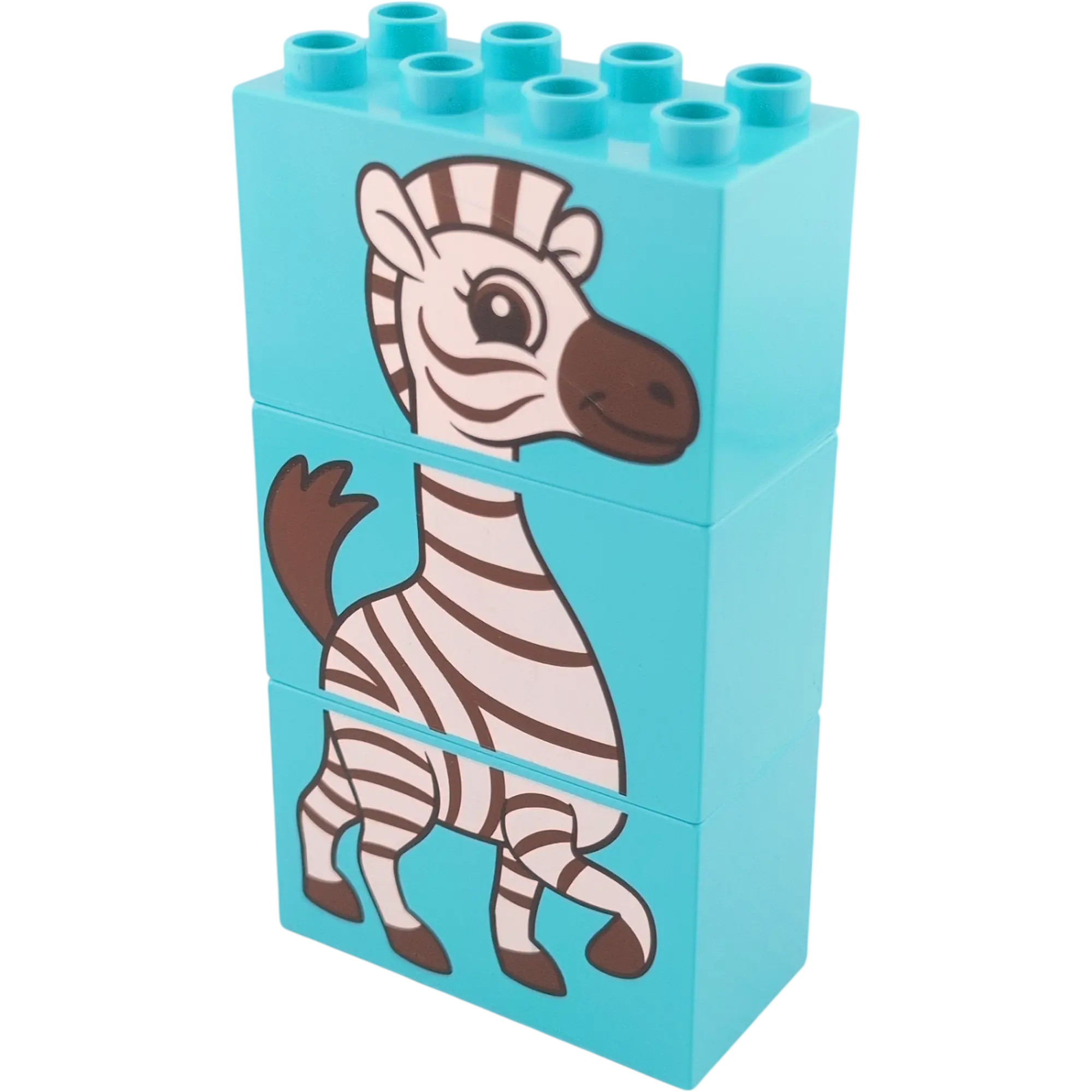 Lego Duplo 2x4x2 Doppelstein 31111 Azur Bedruckt mit Zebra 3 Teilig