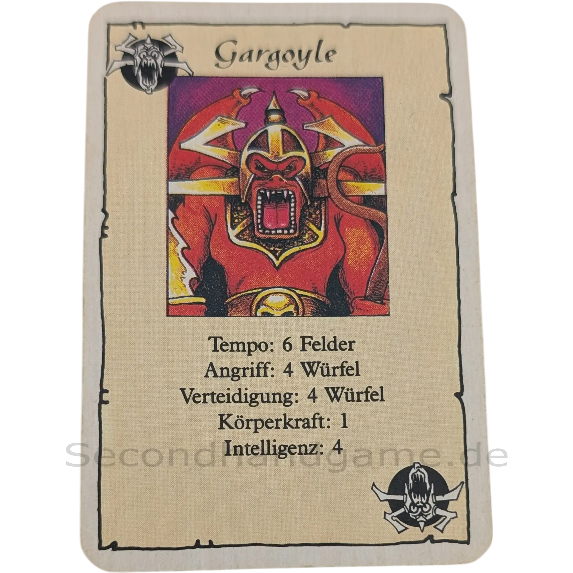 MB Hero Quest Master Ersatzteil Monsterkarte Gargoyle