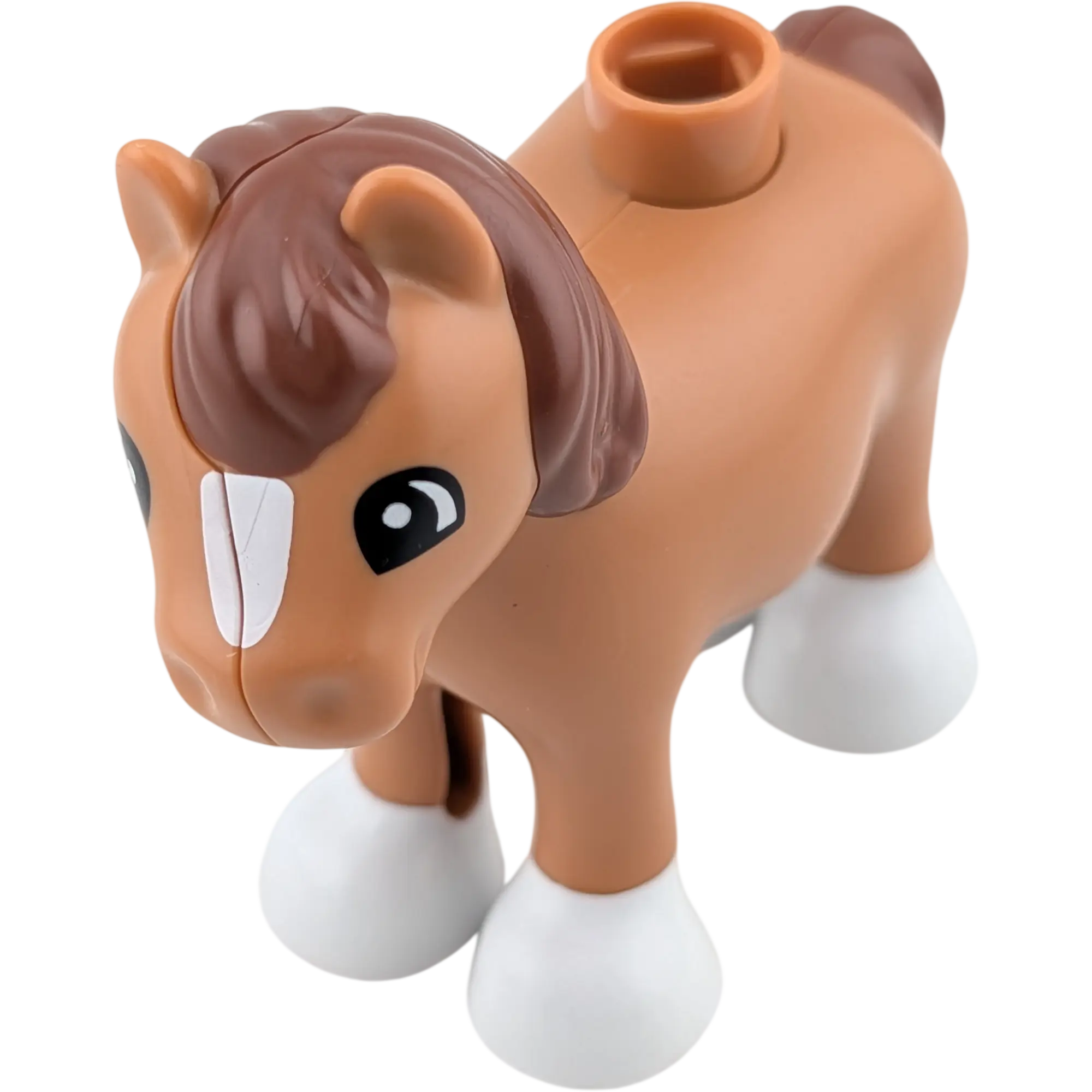Lego Duplo Pony Fohlen Hellbraun mit braunem Schwanz und weißen Füßen