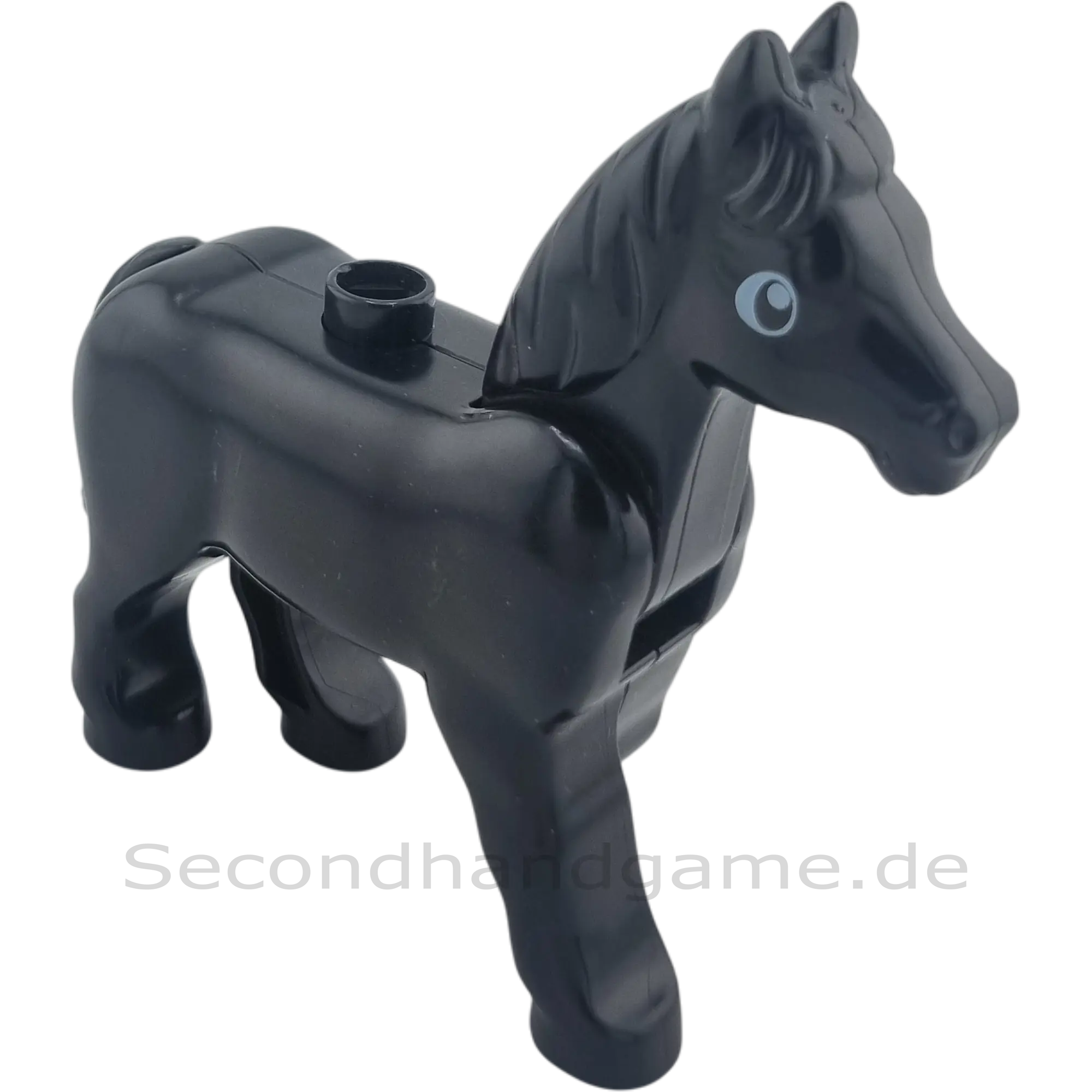 Lego Duplo Pferd Schwarz mit Pferd mit beweglichem Kopf