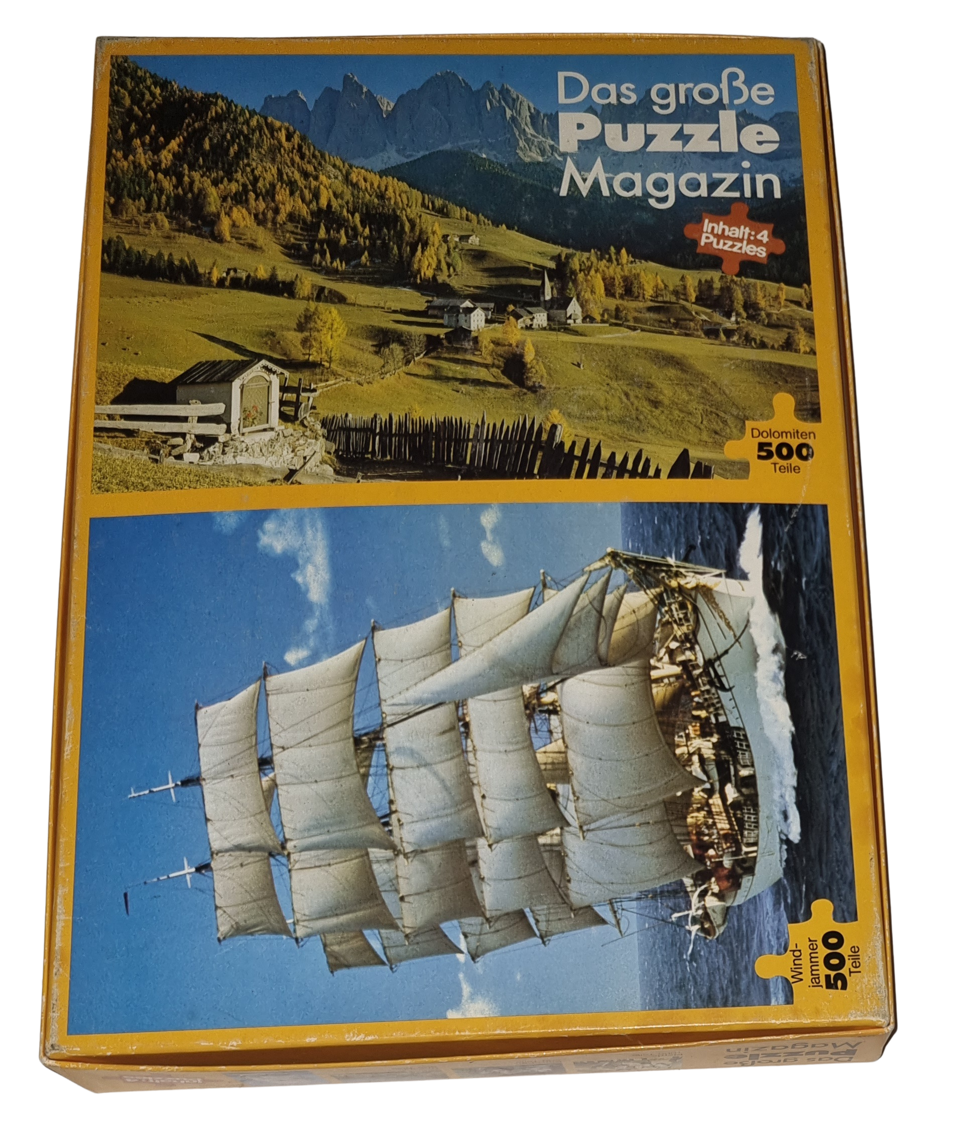 Das große Puzzle-Magazin 3 x 500 Teile 1000 Teile Pferde Kätzchen Dolomiten Windjammer