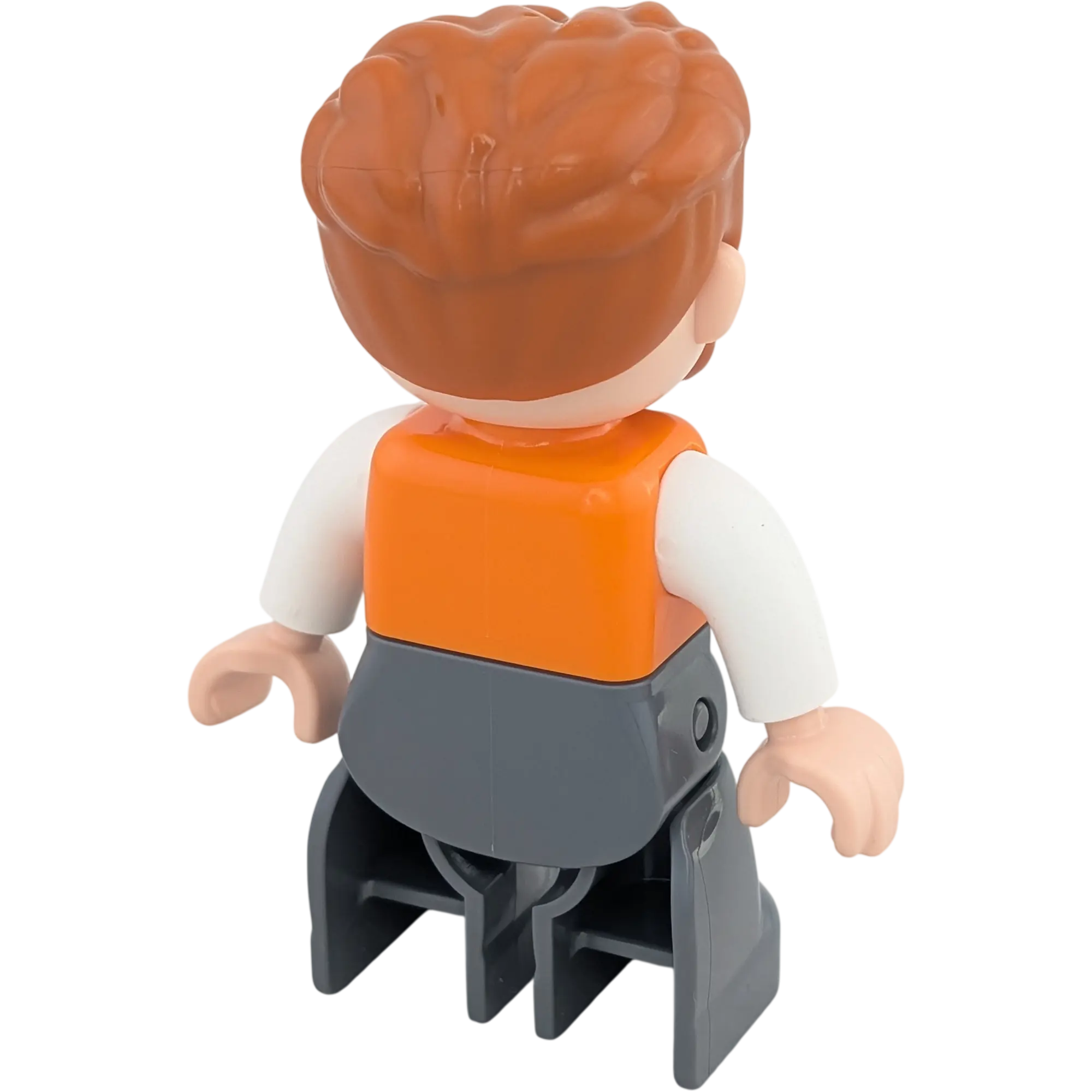 Lego Duplo 47394 Mann mit hellbraunen Haaren, Bart, orangene Weste hellblaues Oberteil mit Lego Steinen