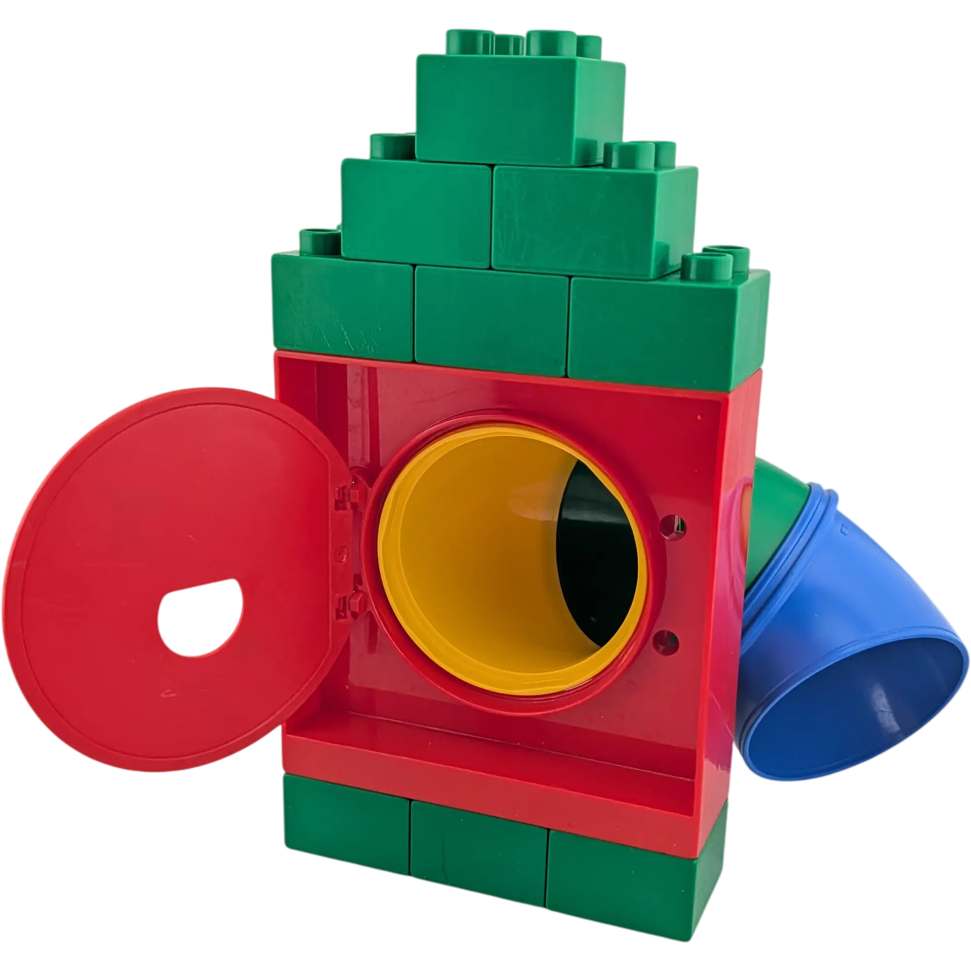 Lego Duplo Tunnelrutsche Spielplatz 14 teilig Rot Dunkelgrün Blau mit bedruckter Klappe Kinderzeichnungen