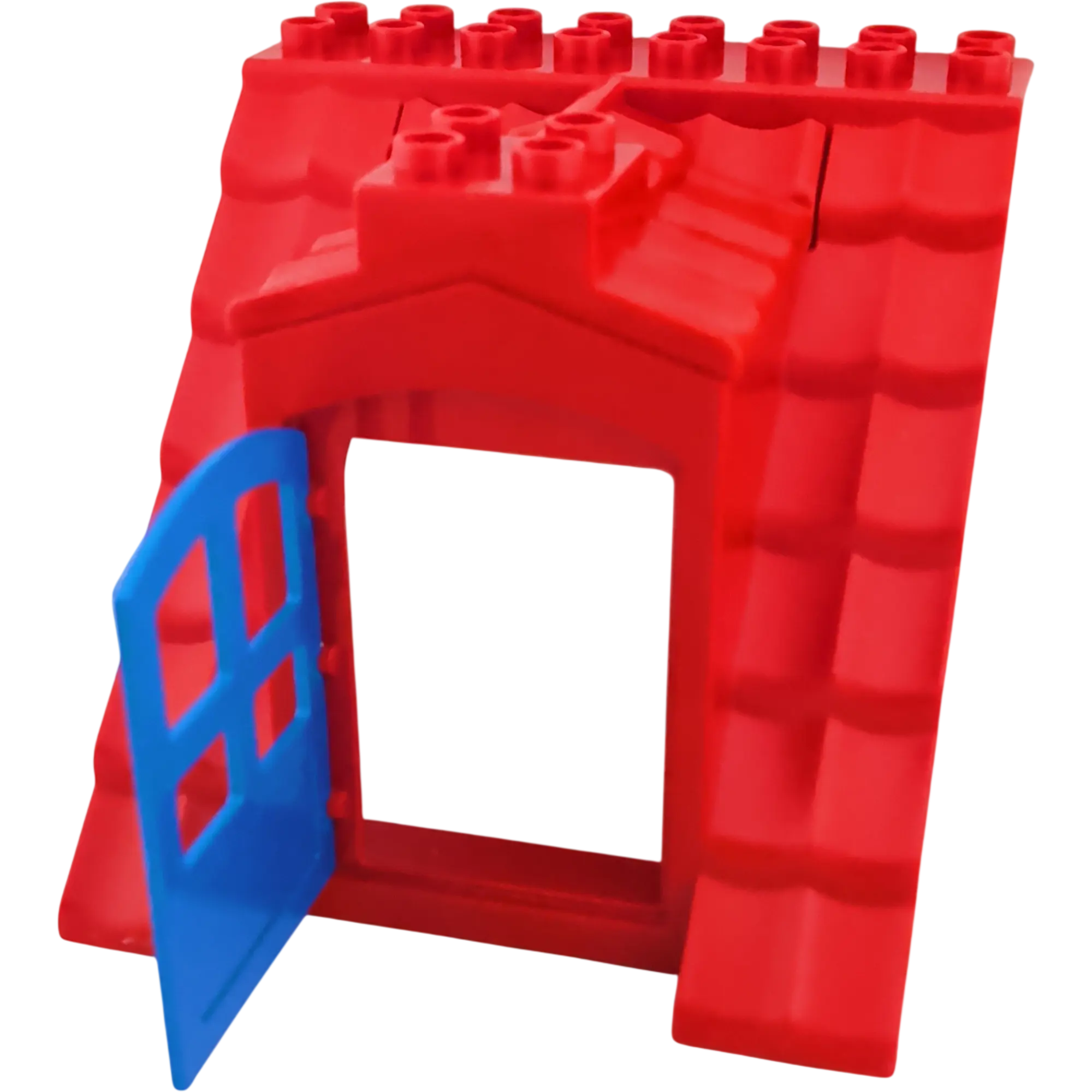 Lego Duplo Seitenteil Dachfenster 225J4 Rot mit Balkontür Blau