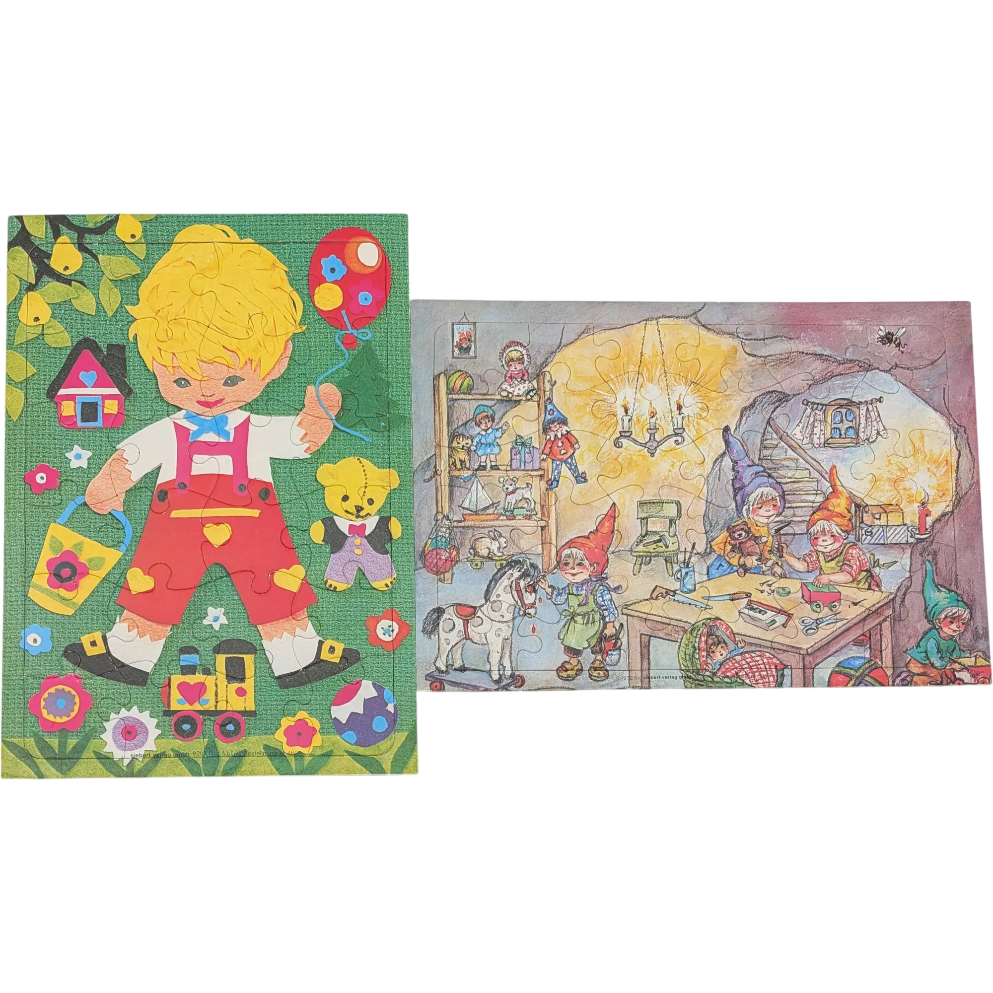 Siebert Rahmenpuzzle 2 Rahmen Puzzle Zwerge in der Werkstatt 24 + 36 Teile