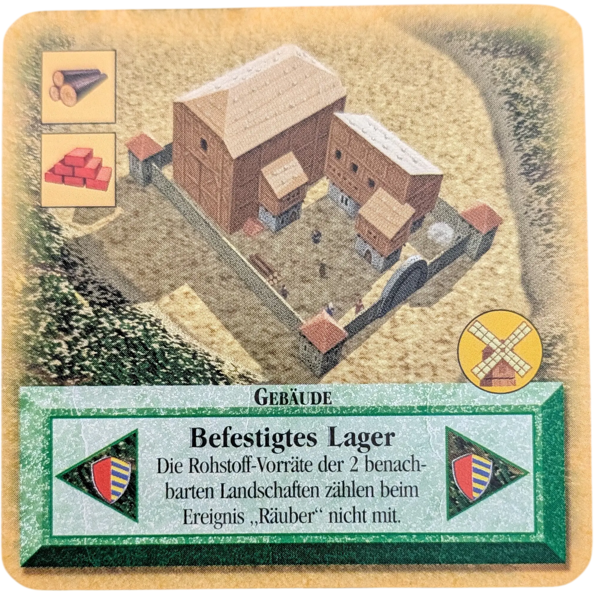 Kosmos Die Siedler von Catan das Kartenspiel Ersatzteil Karte Grün Befestigtes Lager