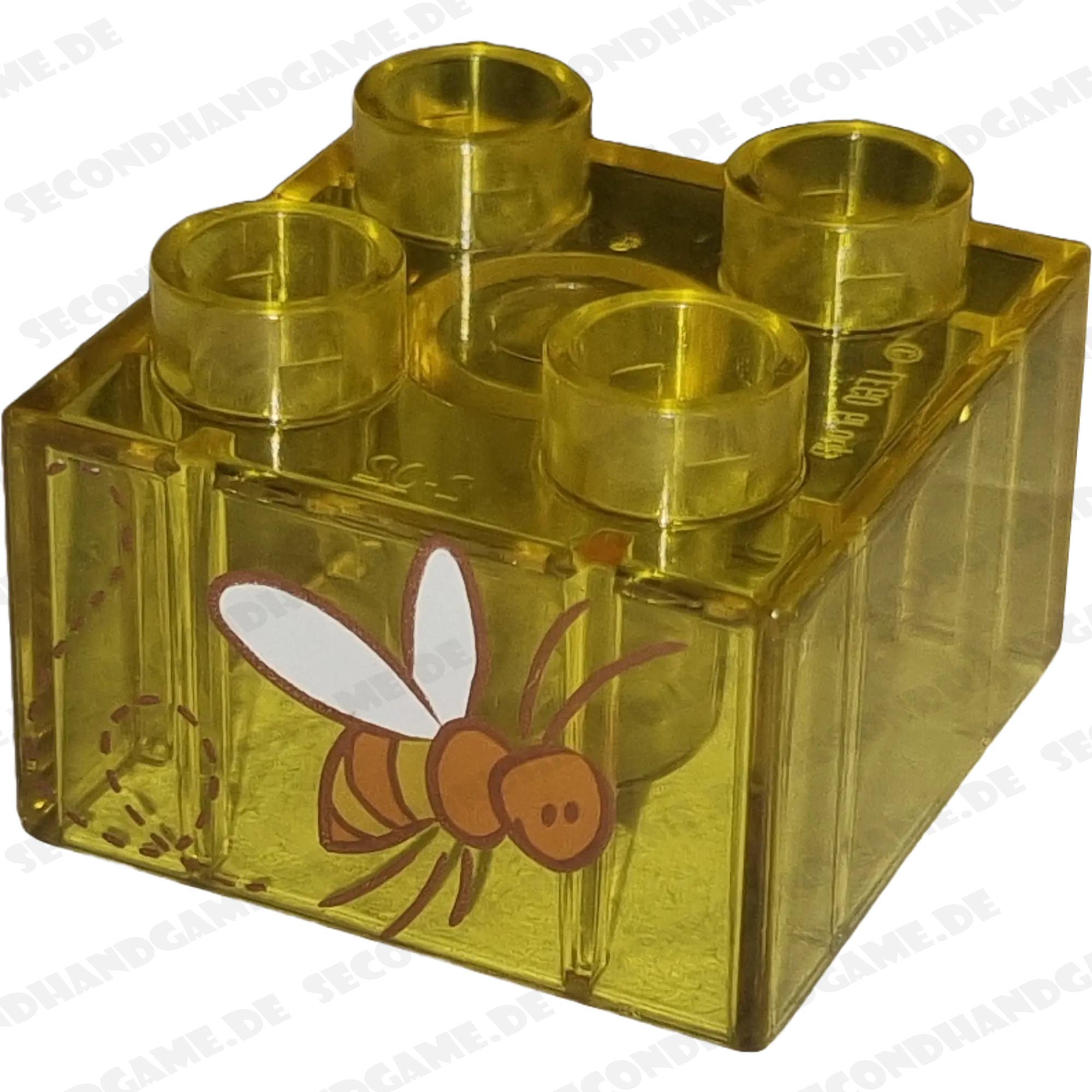 Lego Duplo 2x2 Stein Transparentes Gelb mit Biene 3437