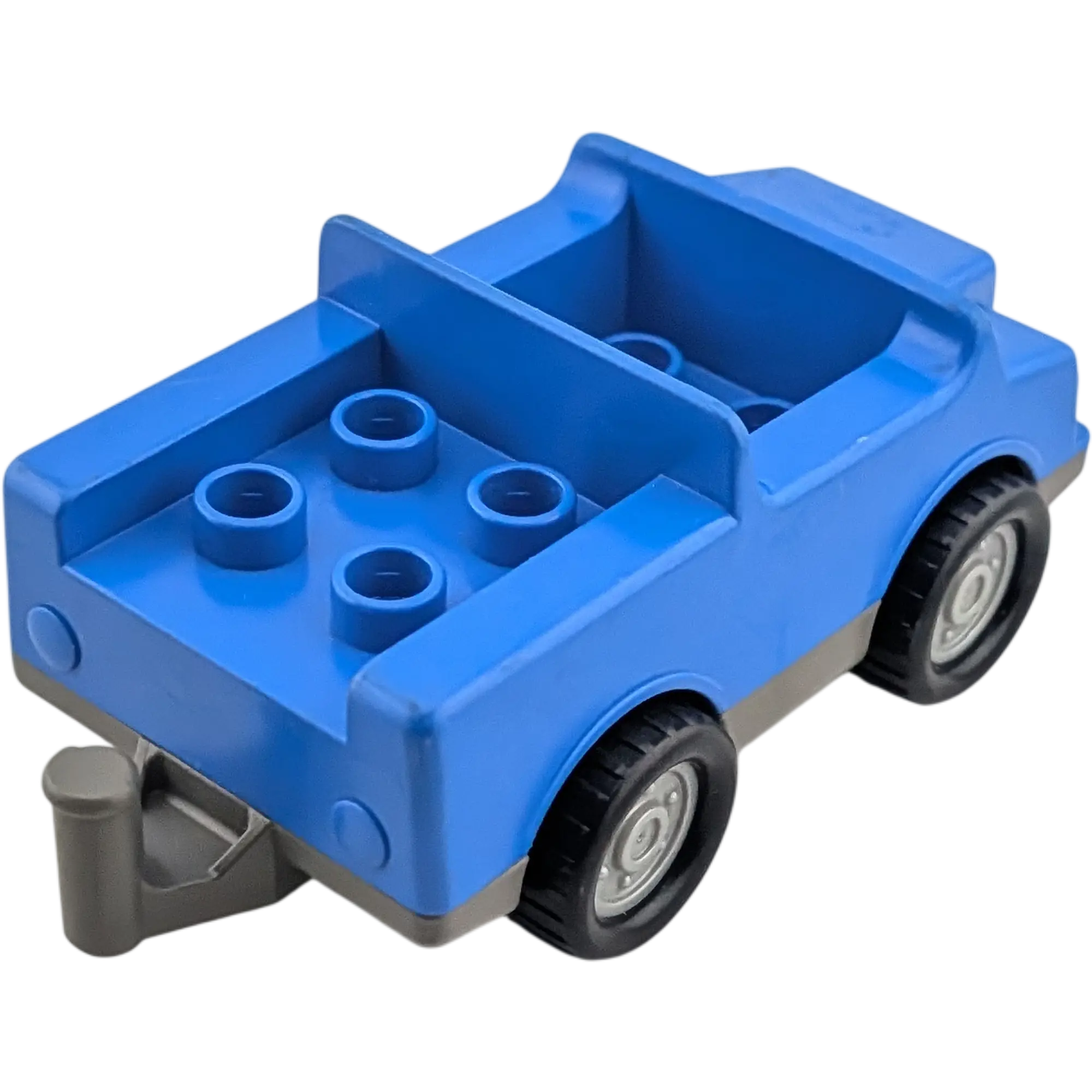 Lego Duplo Auto Blau mit grauem Unterbau und schwarzen Rädern, Ansicht 2