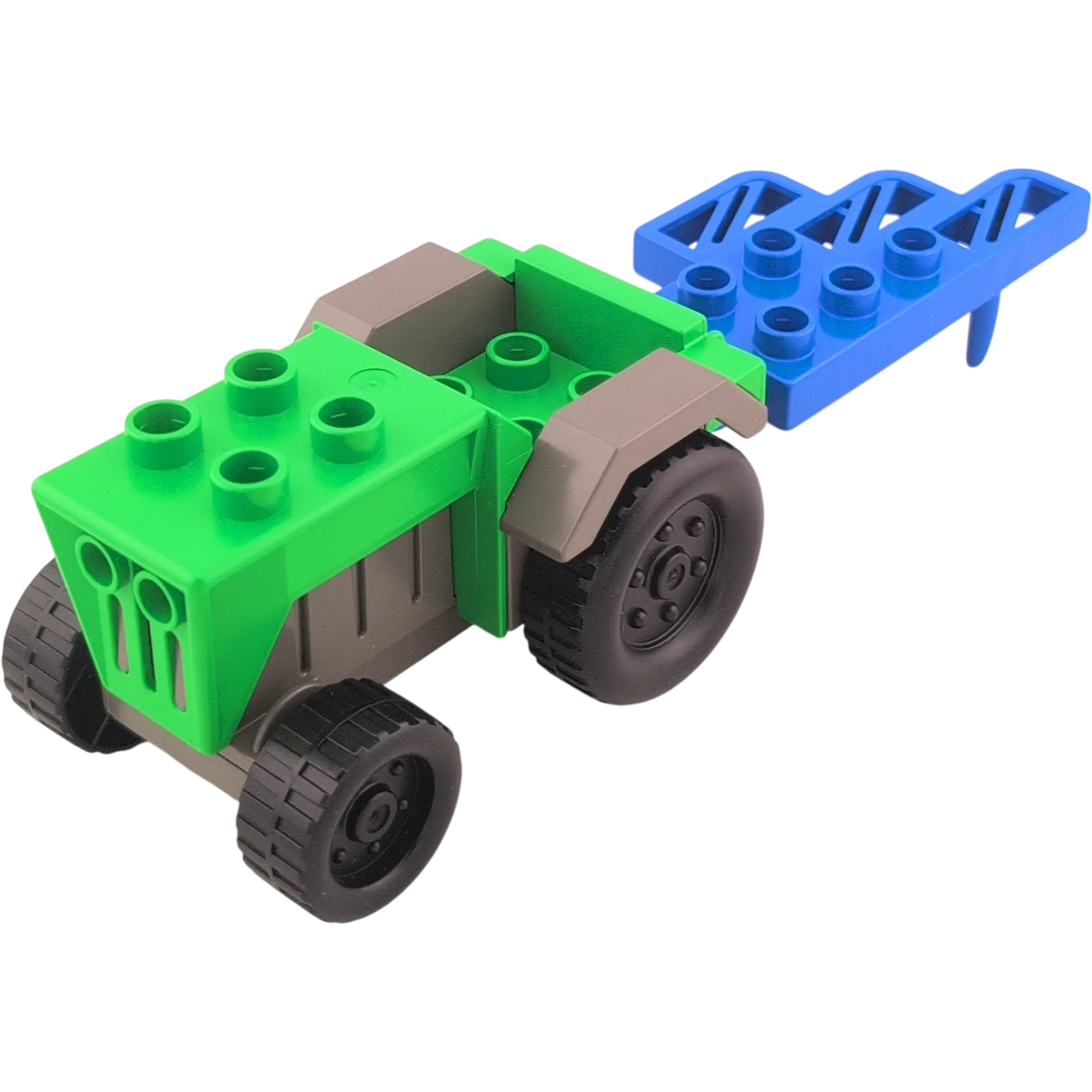 Lego Duplo Traktor Grau Grün mit blauem Pflug