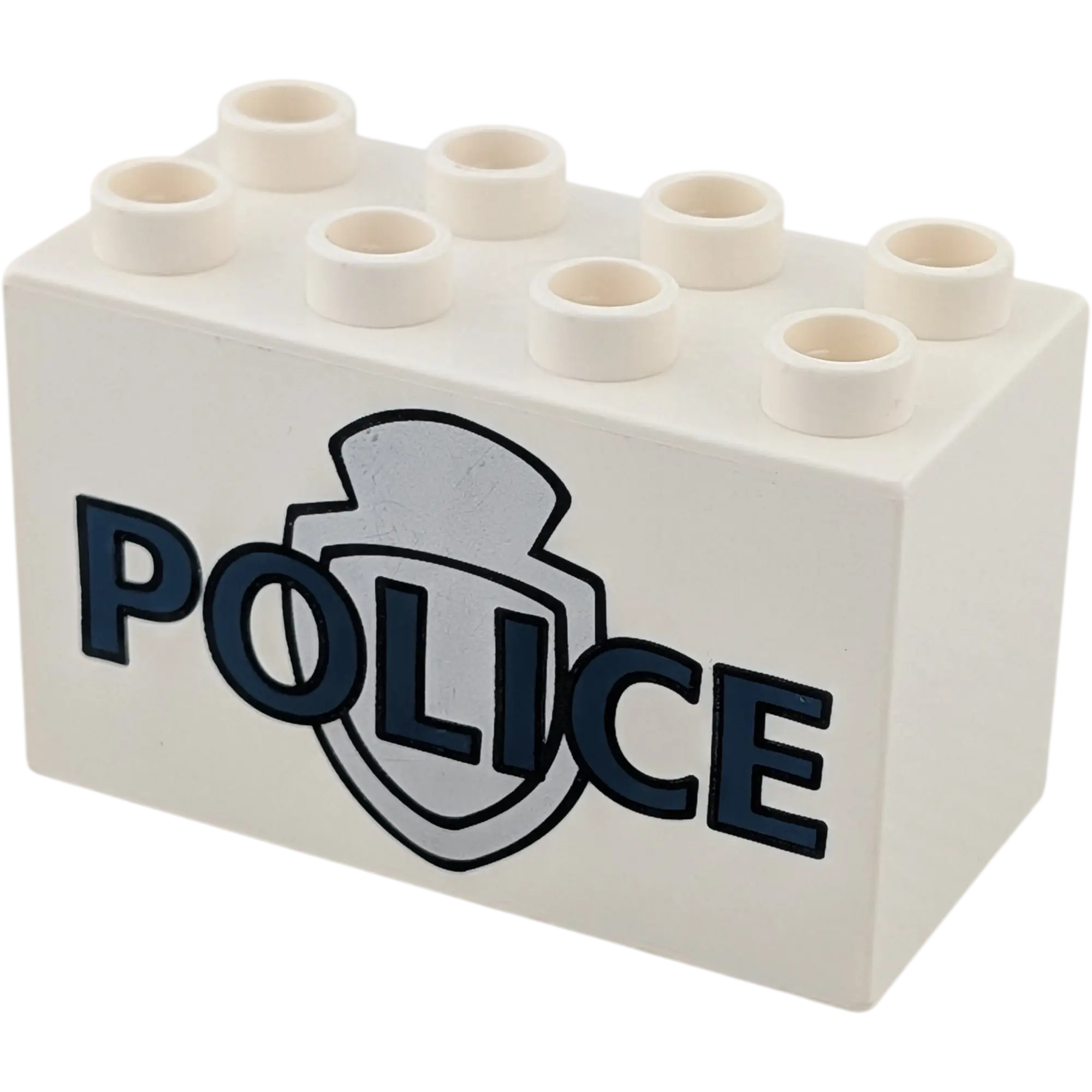 Lego Duplo 31111 Stein Weiß mit Police Aufdruck 2x4x2