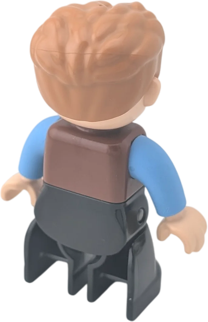 Lego Duplo 517H8 Mann mit Schwarzer Hose, hellblauem Pulli, braune Weste, Bart