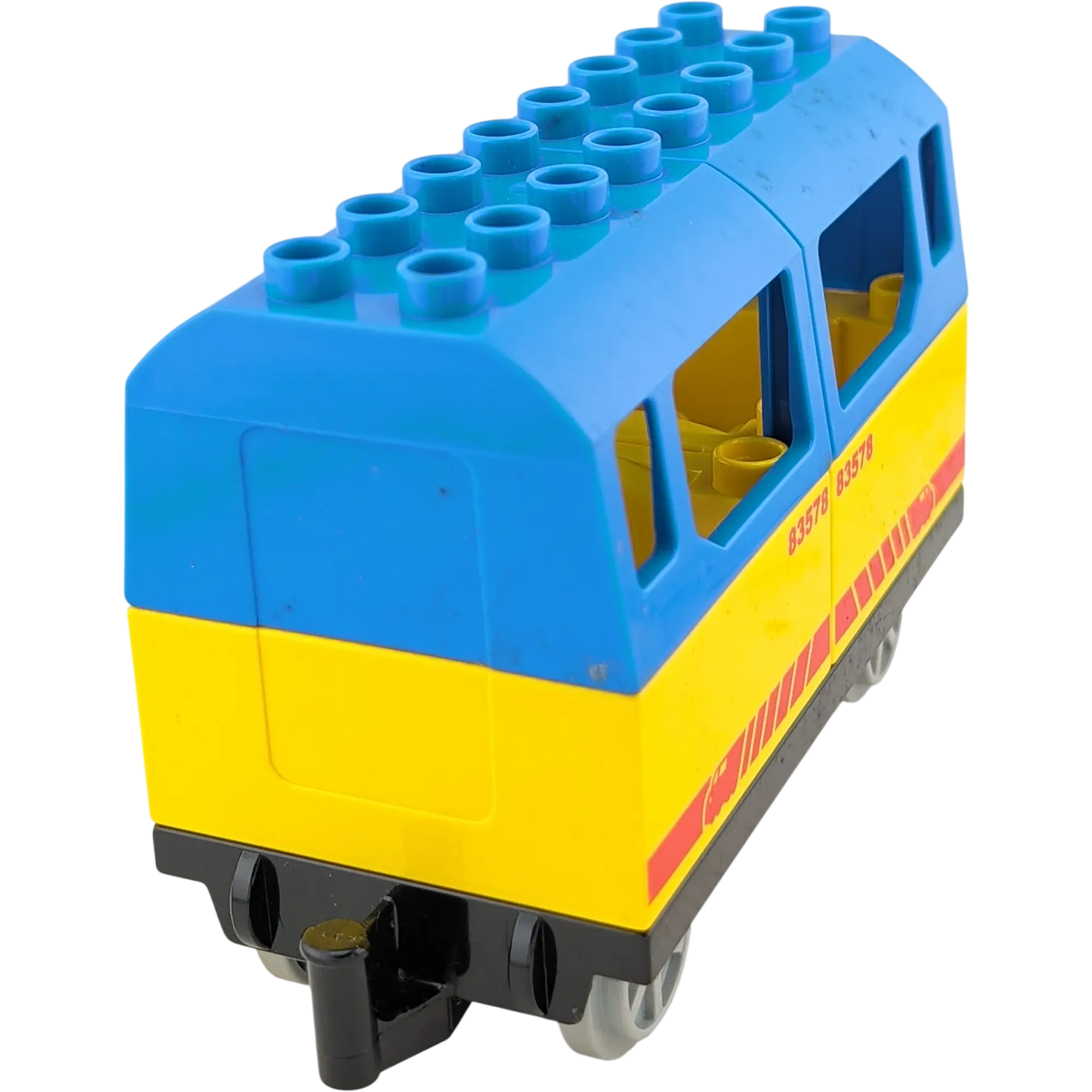 Lego Duplo Eisenbahn Passagieranhänger Blau gelb Nr 52088 Unterteil schwarz