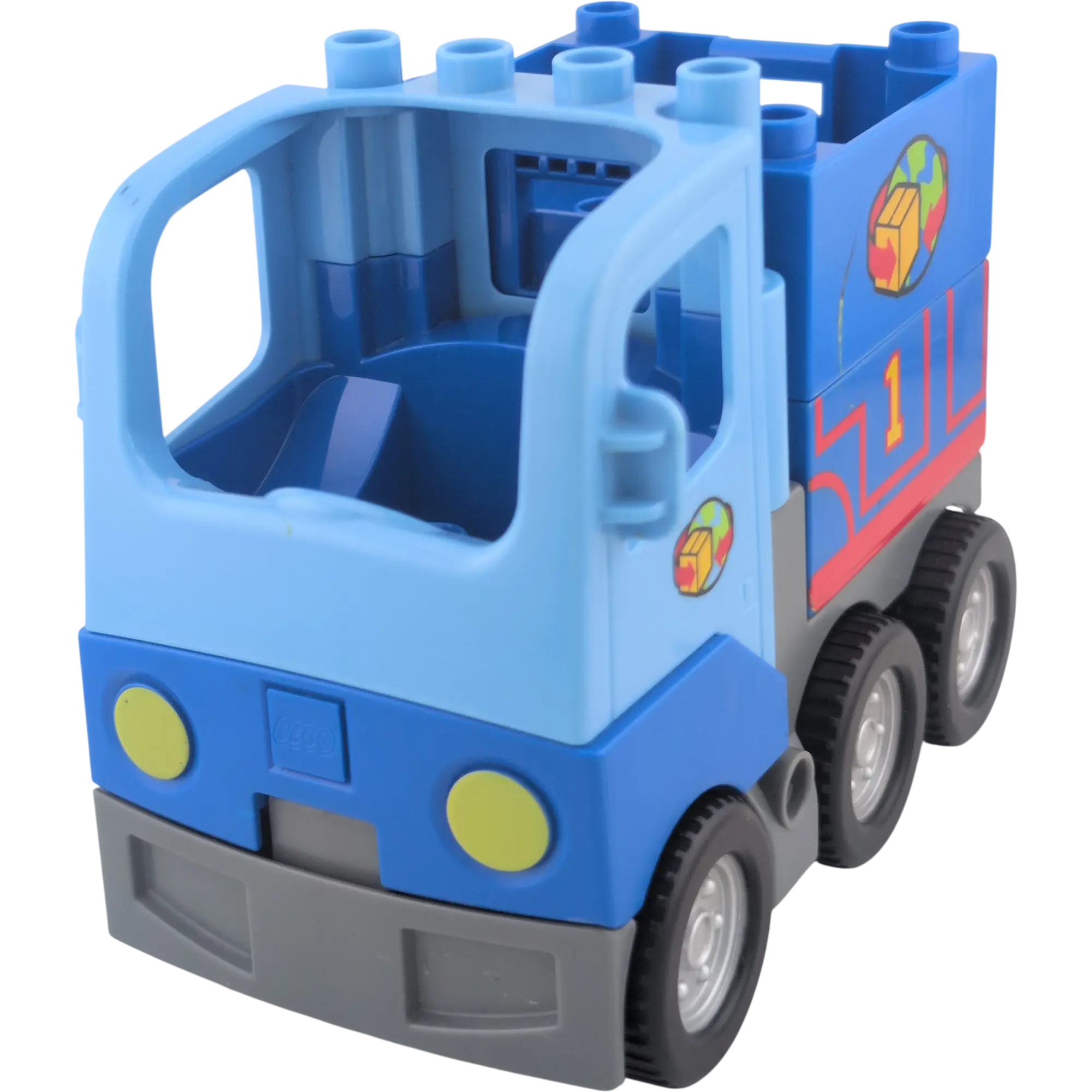 Lego Duplo 414J1 LKW Hellblau Lastwagen Weltweiter Handel Container