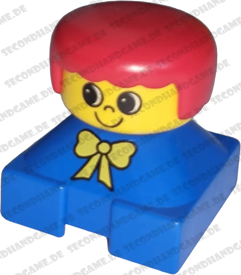 Lego Duplo Figur Junge rote Harre Schleife gelbes Gesicht 2327