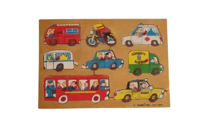 Simplex Holzpuzzle mit Griff Feuerwehr Motorrad